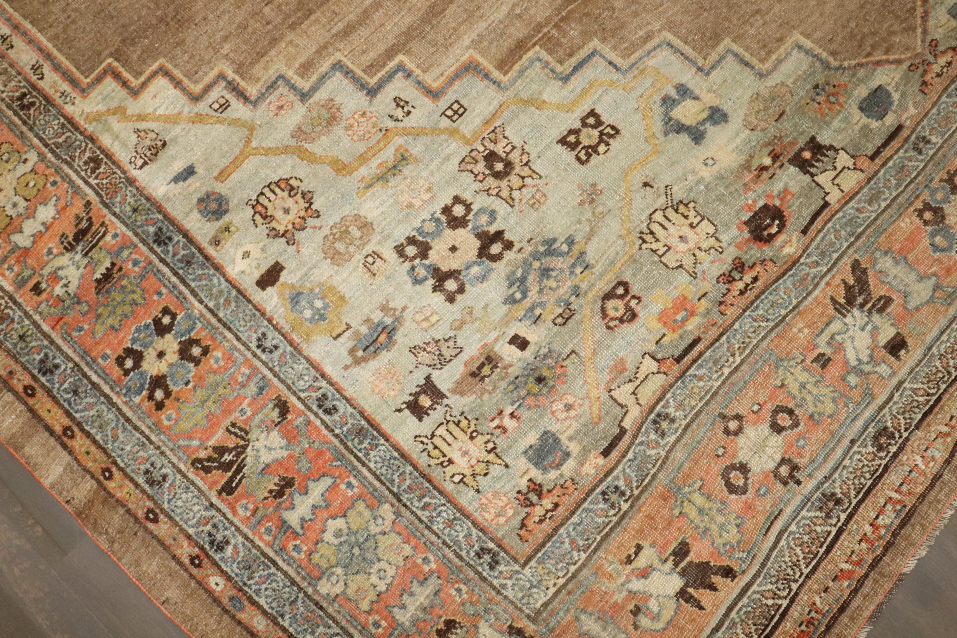 Tappeto Zabihi Collection Camel Color Antique Persian Bidjar in vendita 4