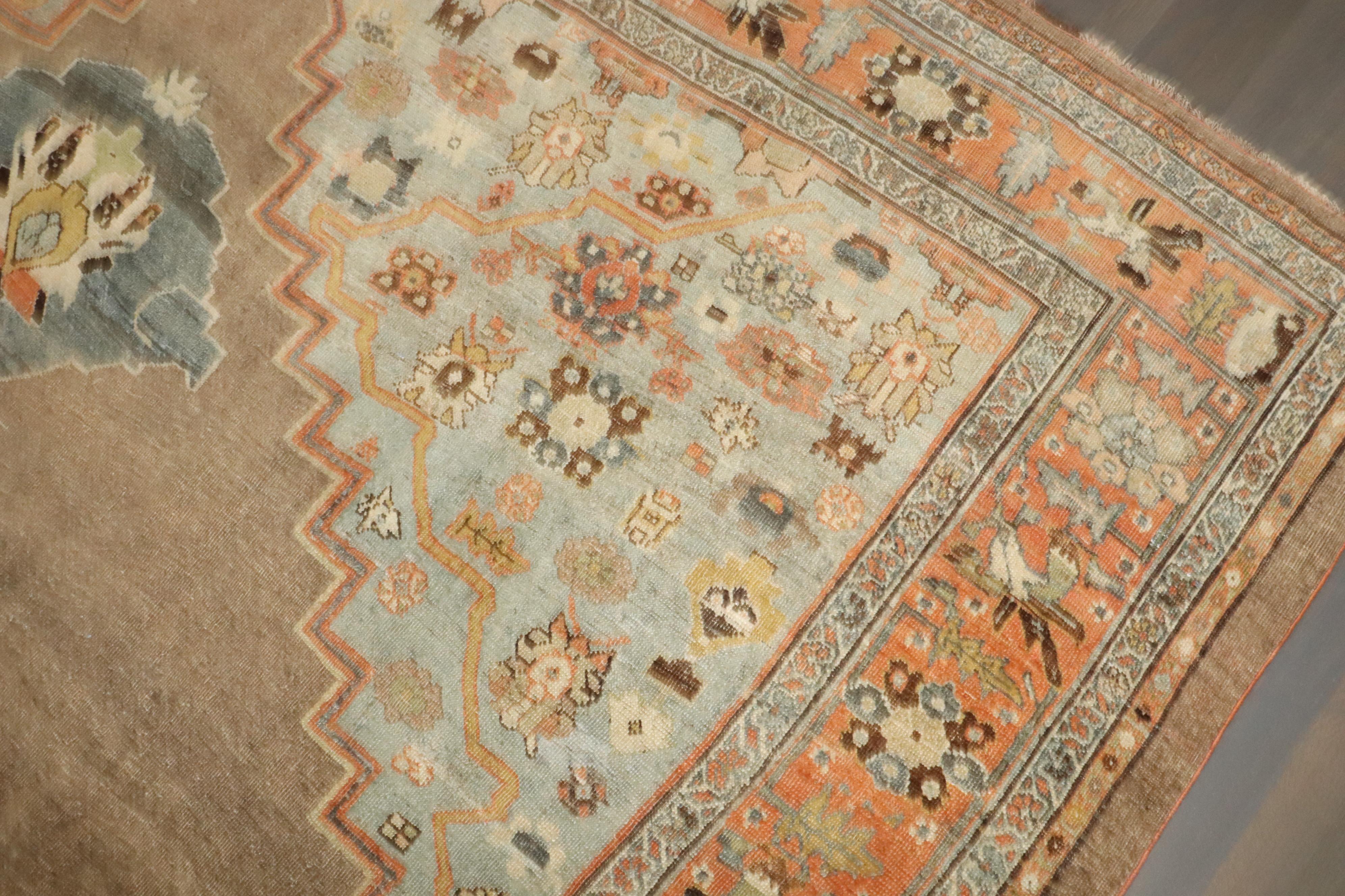 Lana Tappeto Zabihi Collection Camel Color Antique Persian Bidjar in vendita