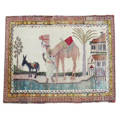 Vintage Zabihi Collection Camel Donkey Anatolian Pictorial Scatter Size Rug