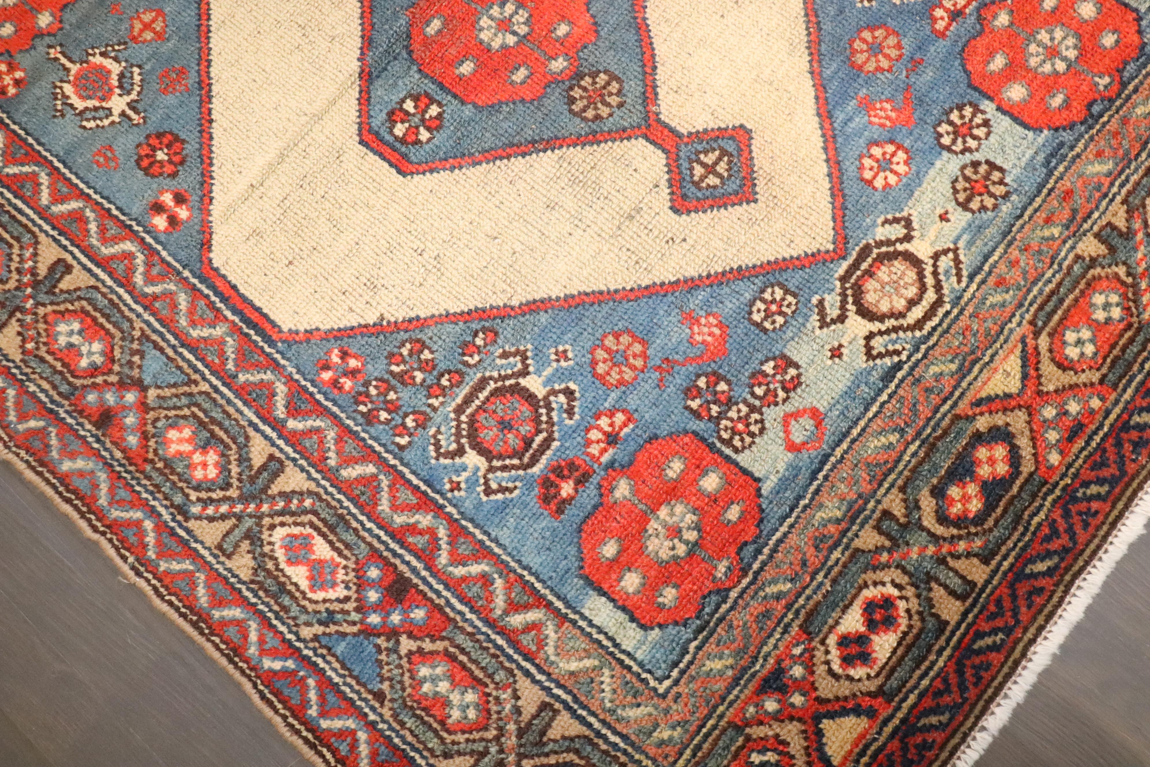 Zabihi Collection Camel FIeld Hamedan Serab Decorative Rug Square Size Mat In Good Condition For Sale In New York, NY