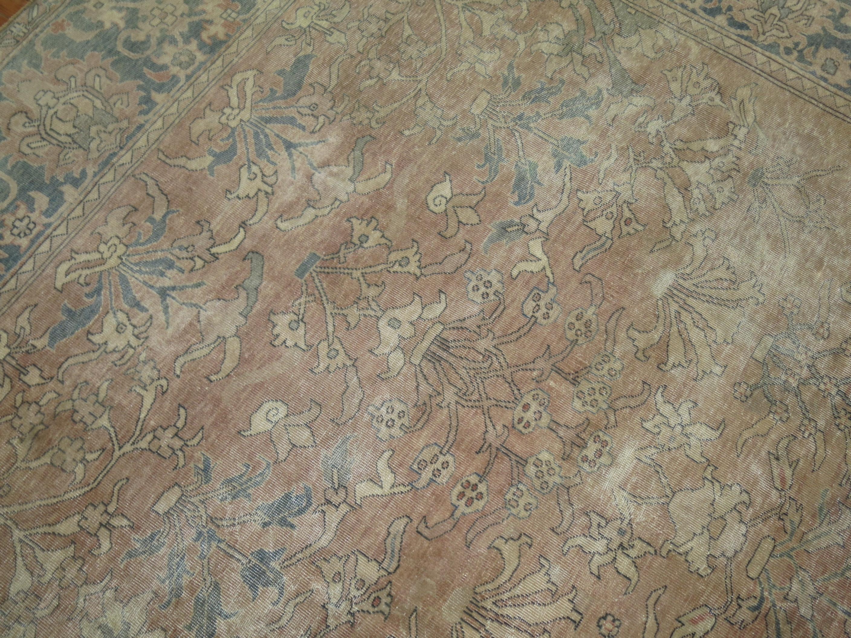 Zabihi Collection Kamel Taupe Raumgröße Indischer Teppich (Agra) im Angebot