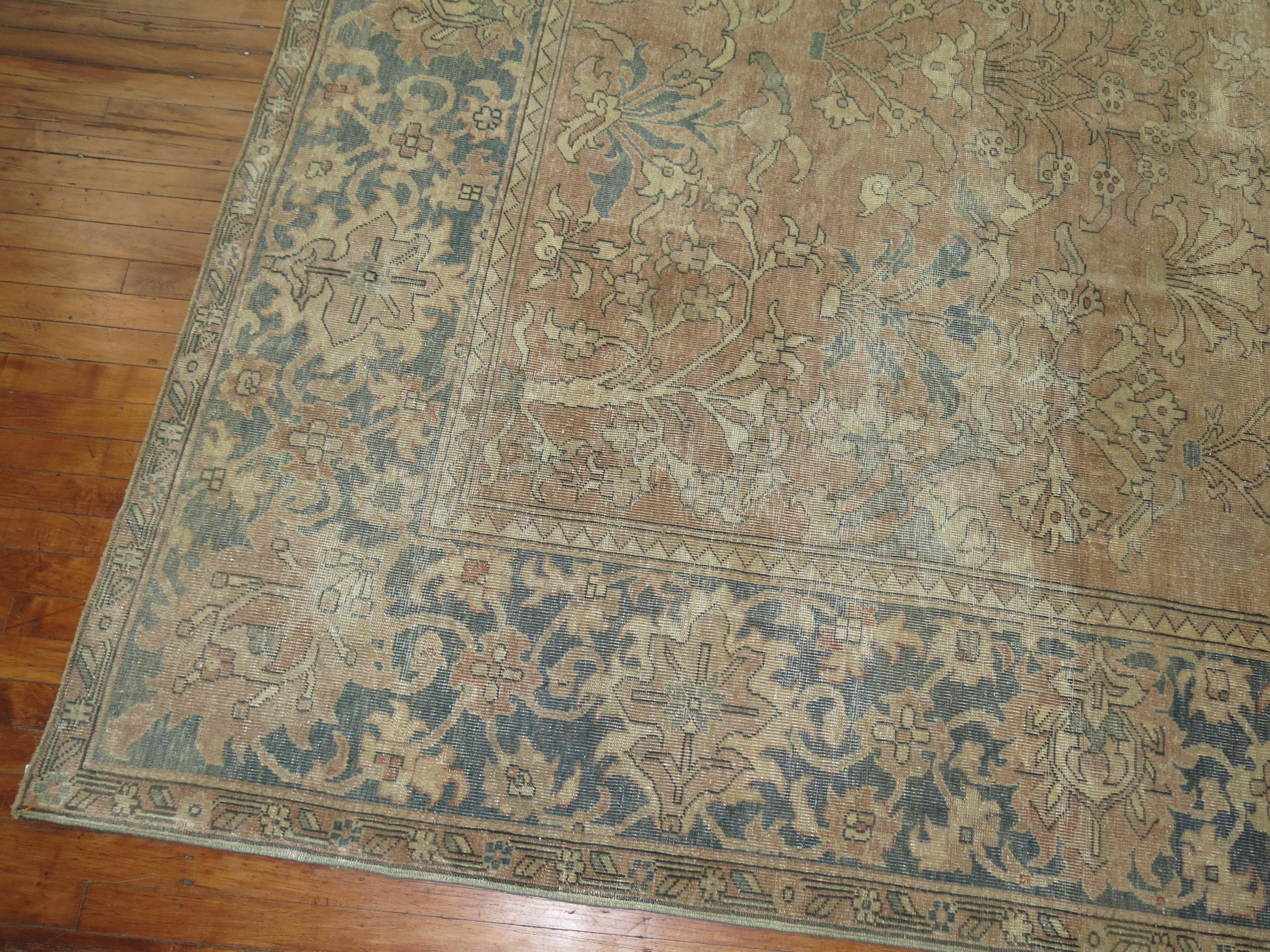 Zabihi Collection Camel Taupe Room Size Indian Rug In Good Condition For Sale In New York, NY