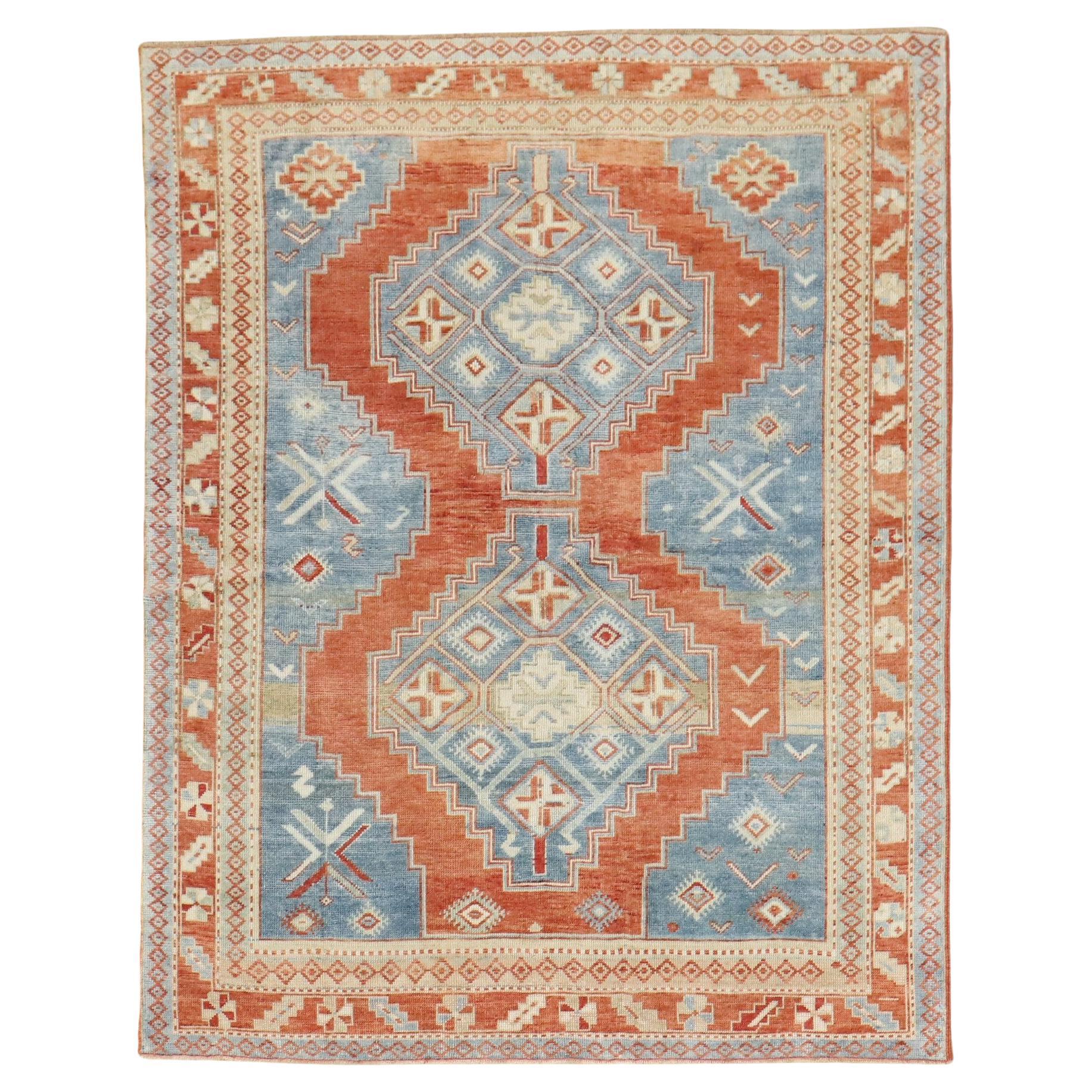 Zabihi Collection Caucasian Kazak Square Accent Size Rug