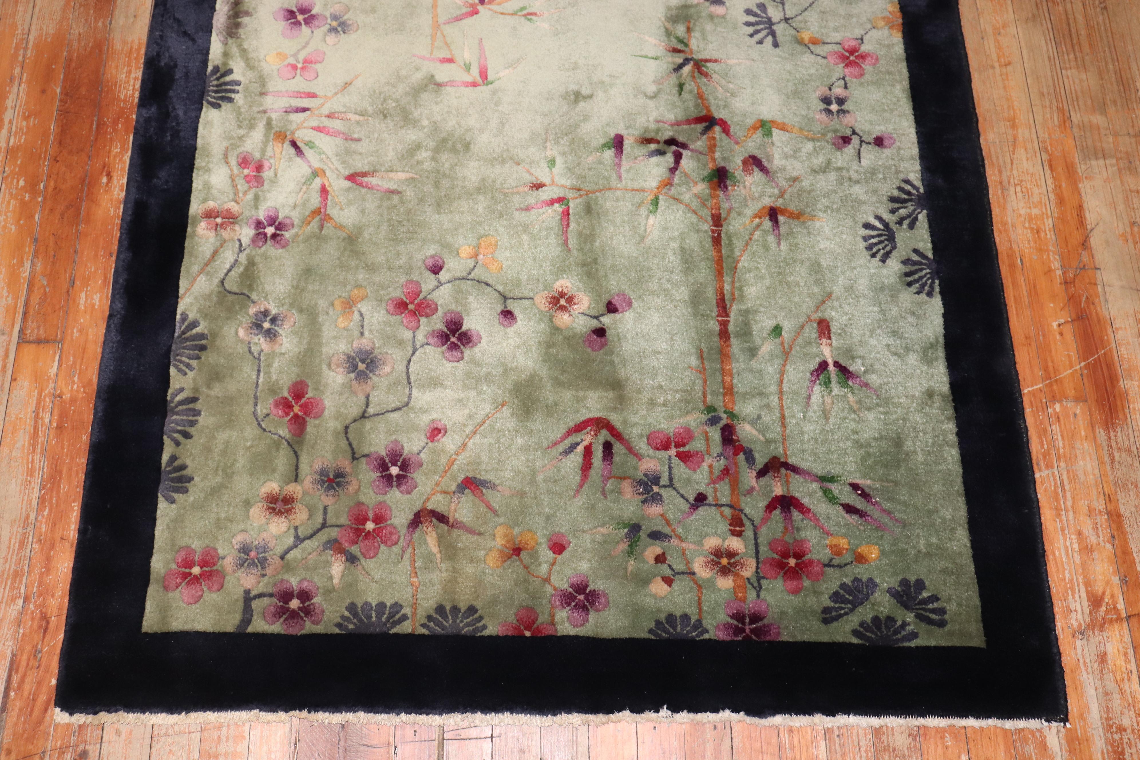 Zabihi Collection Chinese Art Deco Accent Rug In Good Condition For Sale In New York, NY