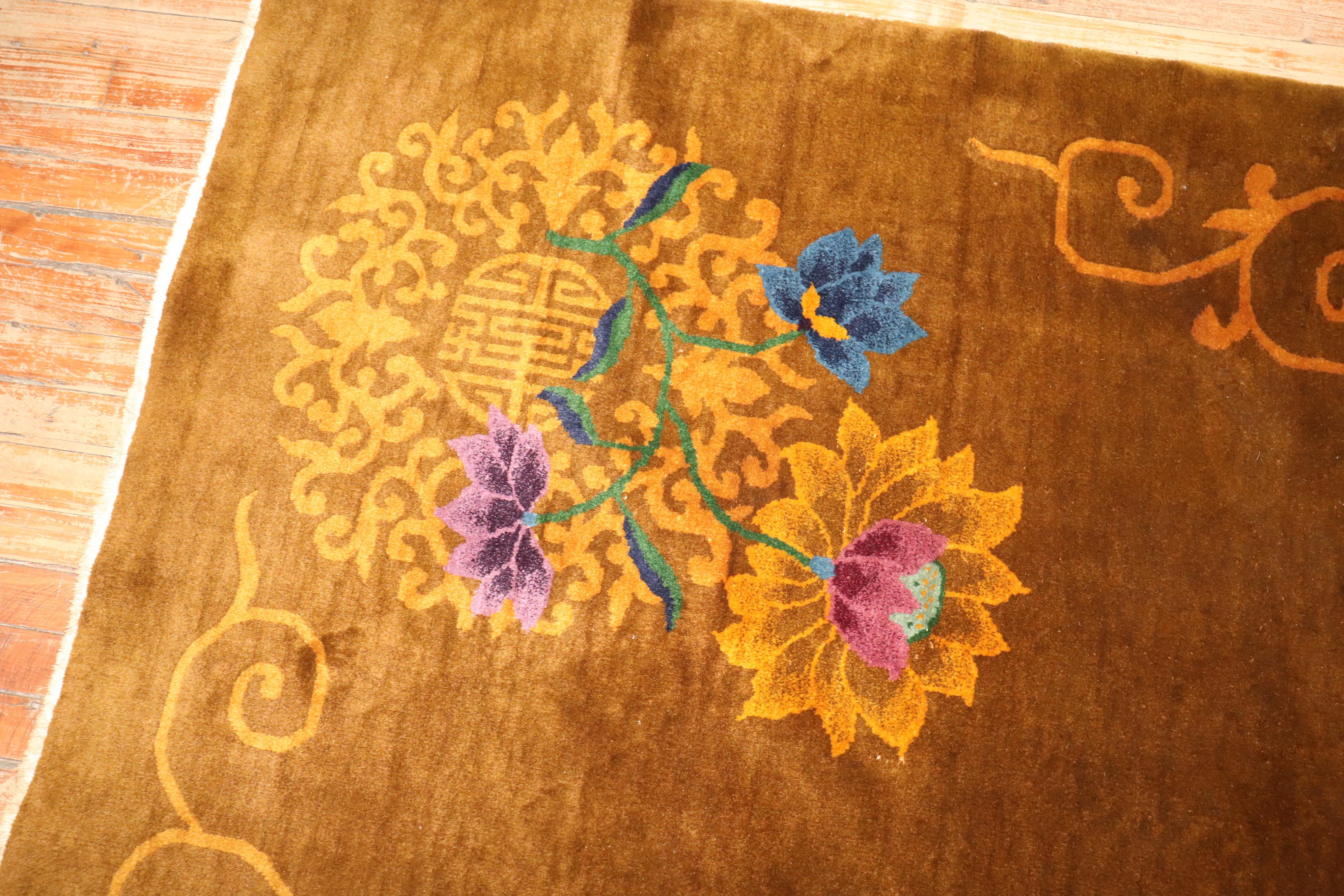 Zabihi Collection Chinese Art Deco Room Rug In Good Condition For Sale In New York, NY
