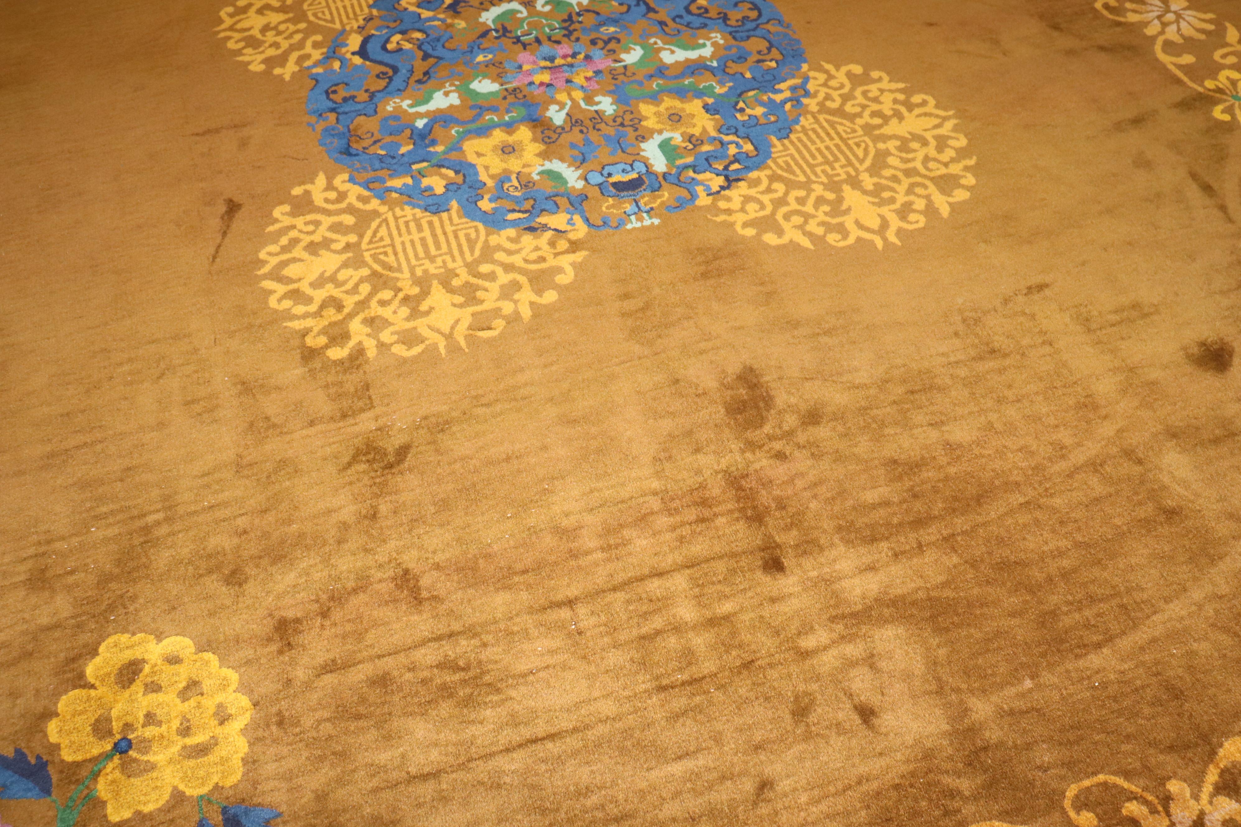 20th Century Zabihi Collection Chinese Art Deco Room Rug For Sale