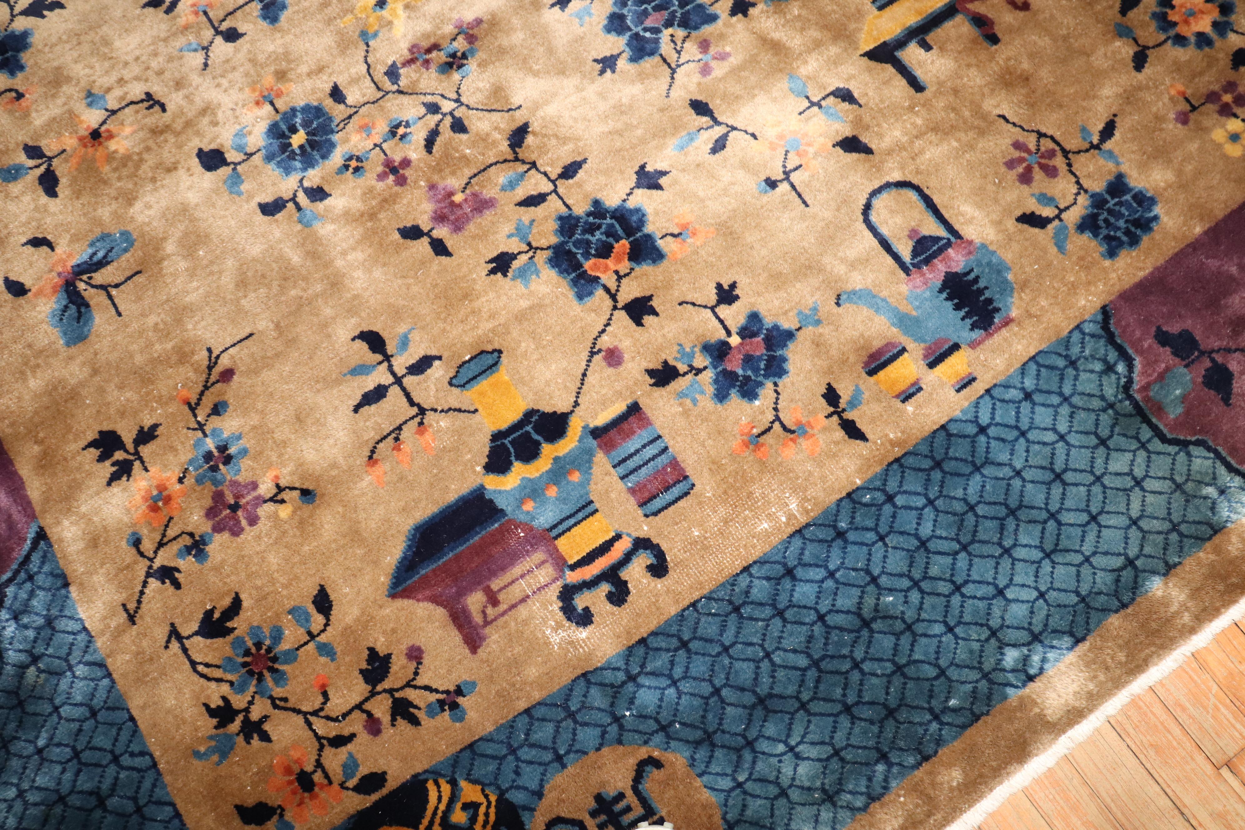 Zabihi Collection Chinese Art Deco Rug In Good Condition For Sale In New York, NY