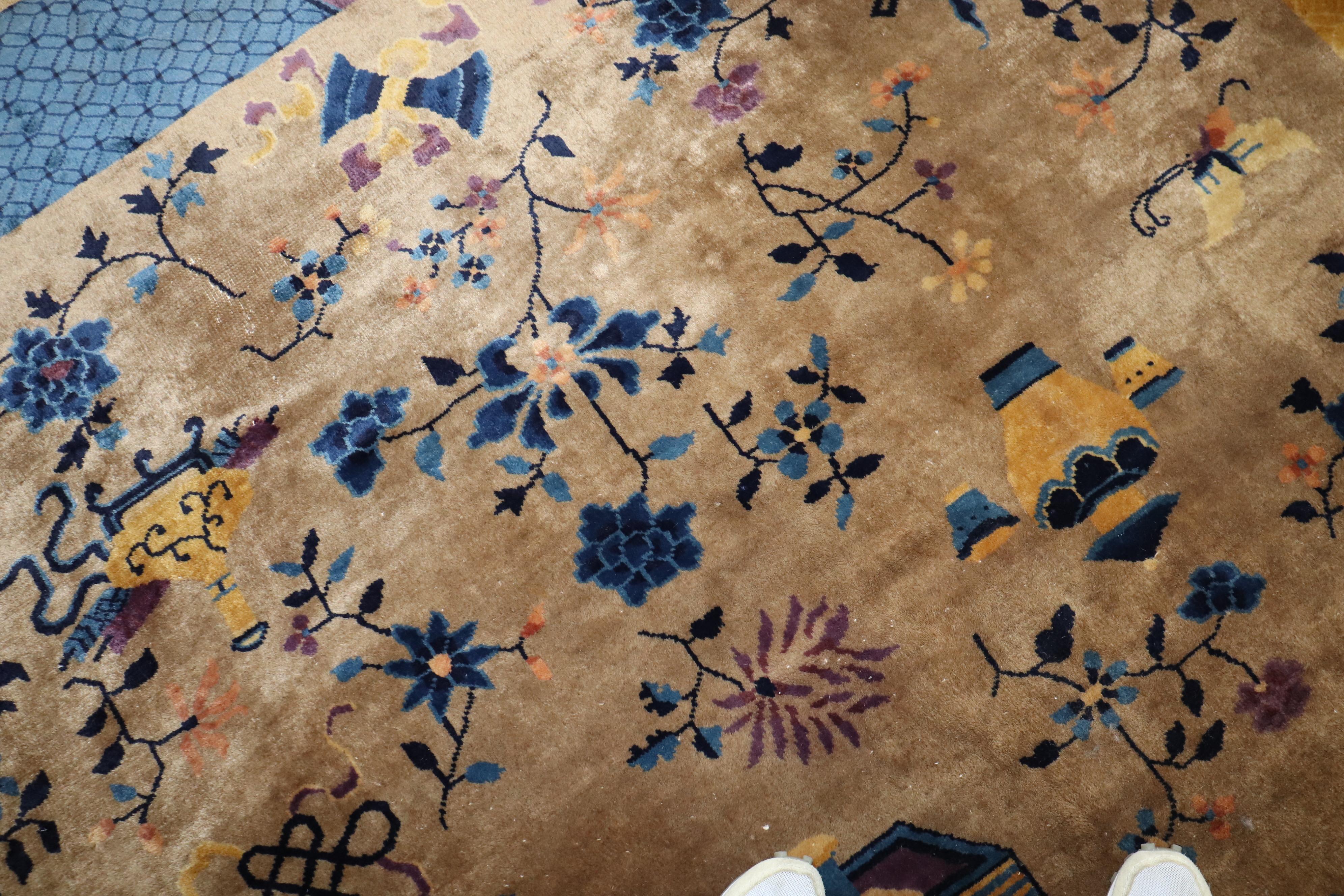 20th Century Zabihi Collection Chinese Art Deco Rug For Sale