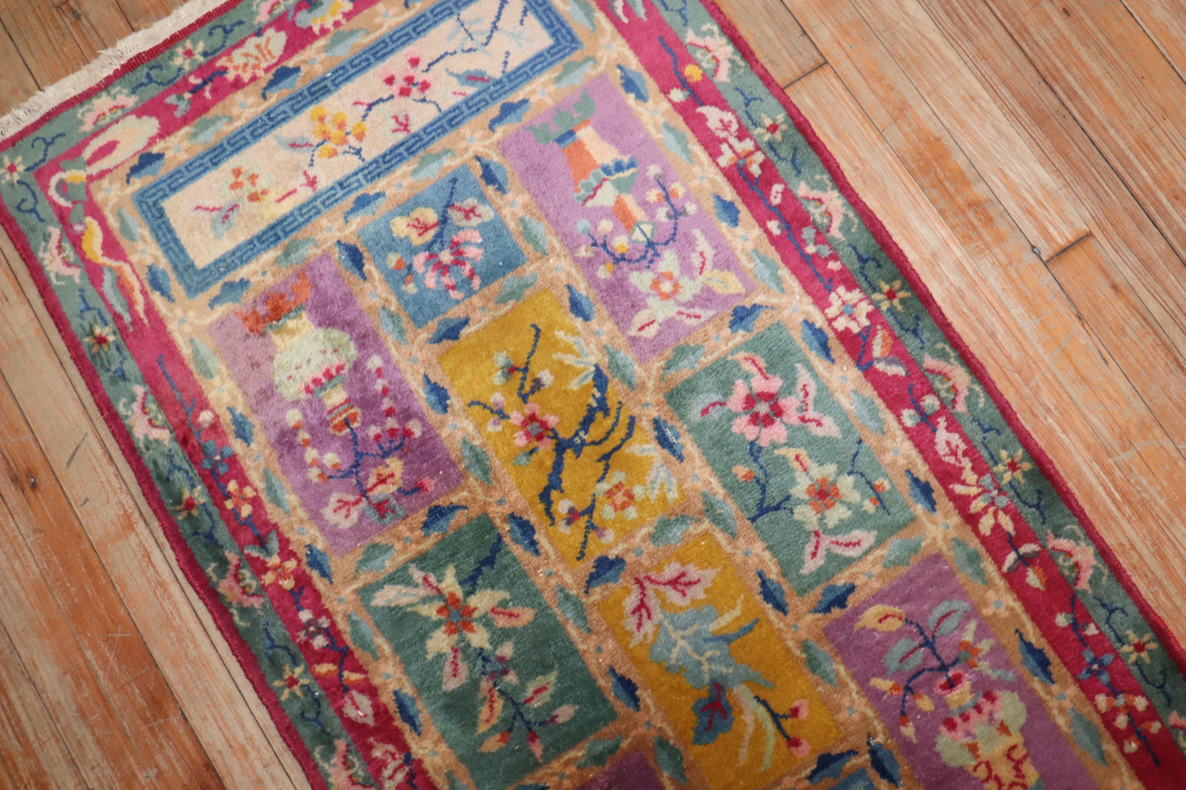  Zabihi Collection Chinese Art Deco Small Rug In Good Condition In New York, NY
