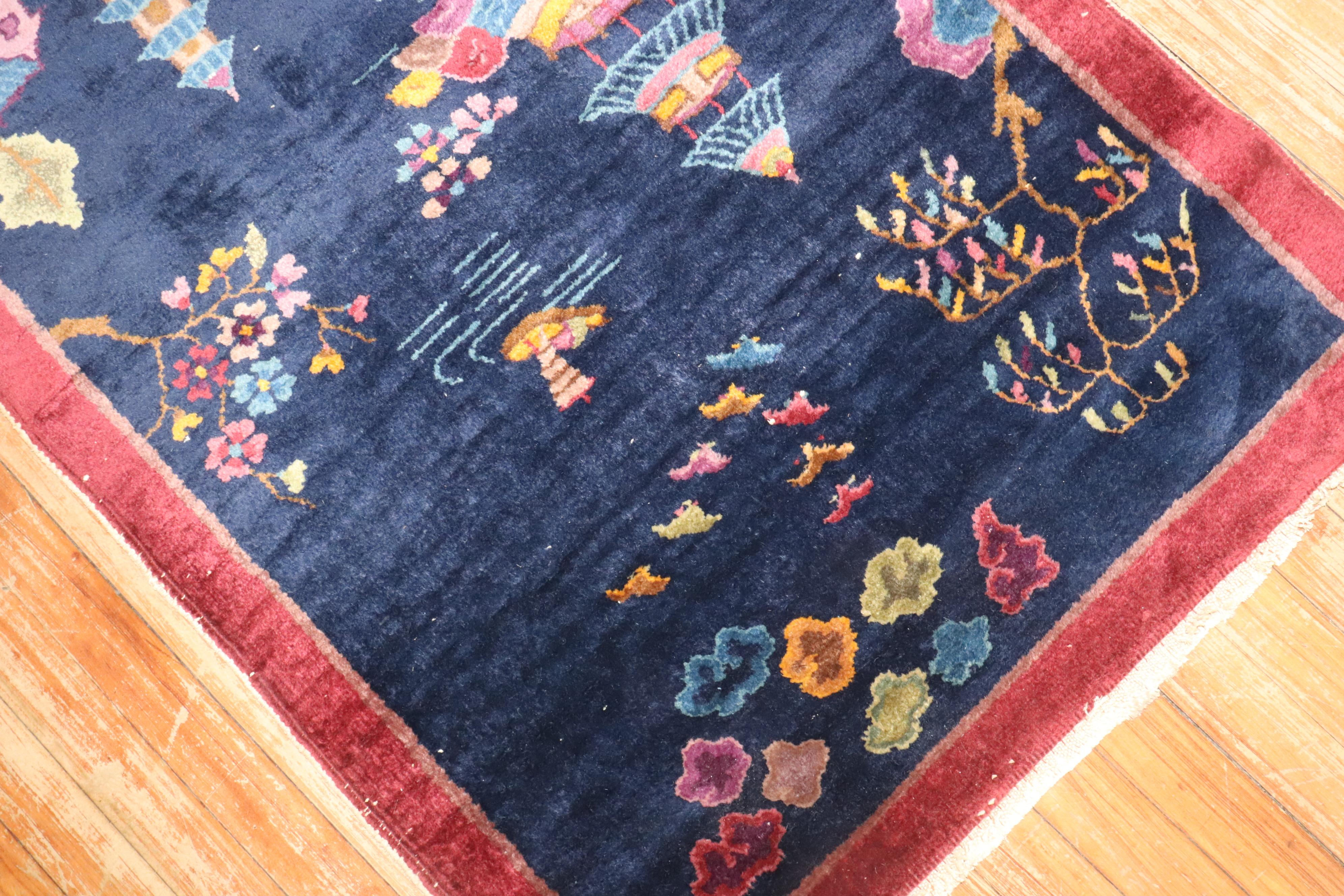 Zabihi Kollektion Chinesischer Art Deco Kleiner Teppich im Zustand „Gut“ im Angebot in New York, NY