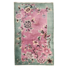 Vintage  Zabihi Collection Chinese Art Deco Small Rug