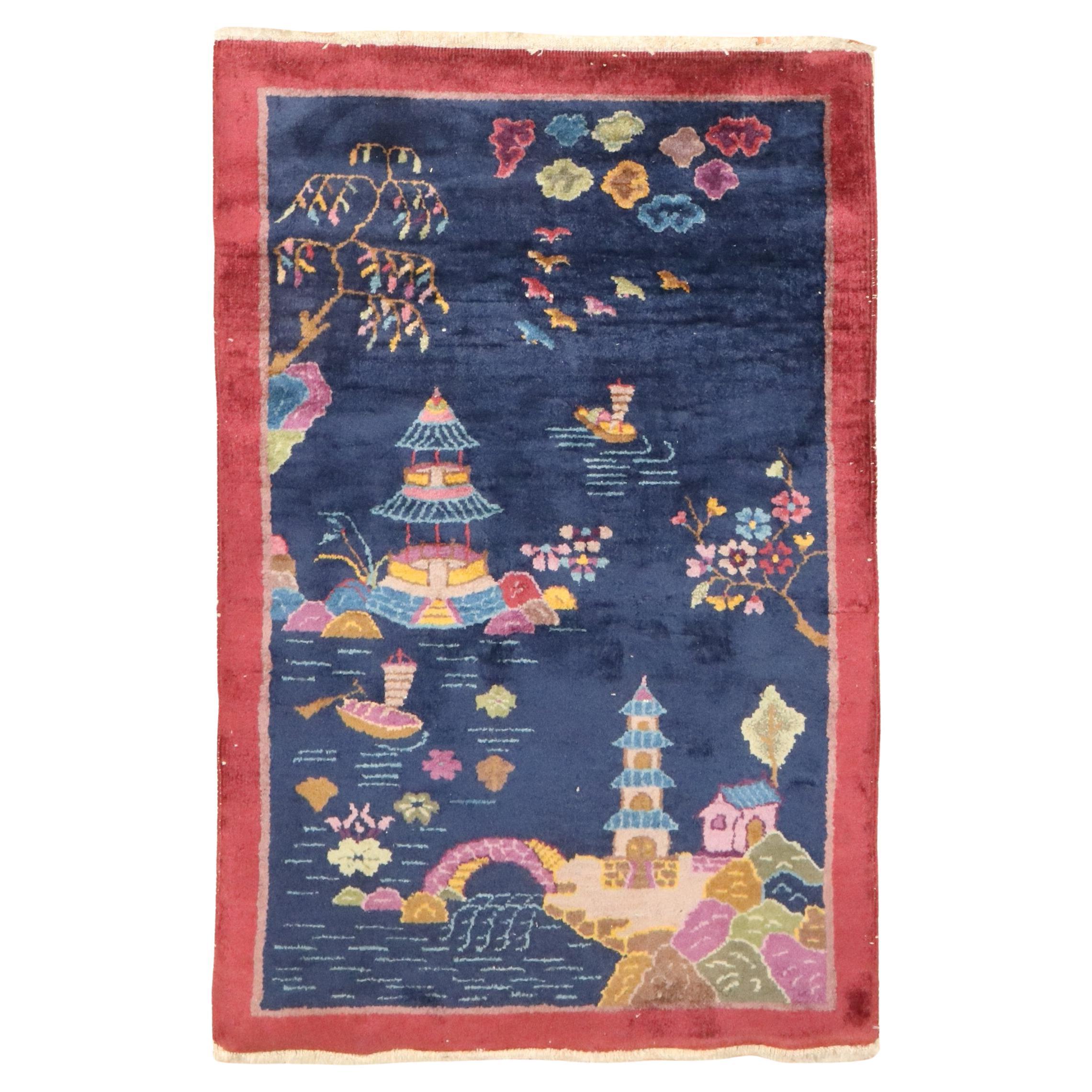 Zabihi Kollektion Chinesischer Art Deco Kleiner Teppich