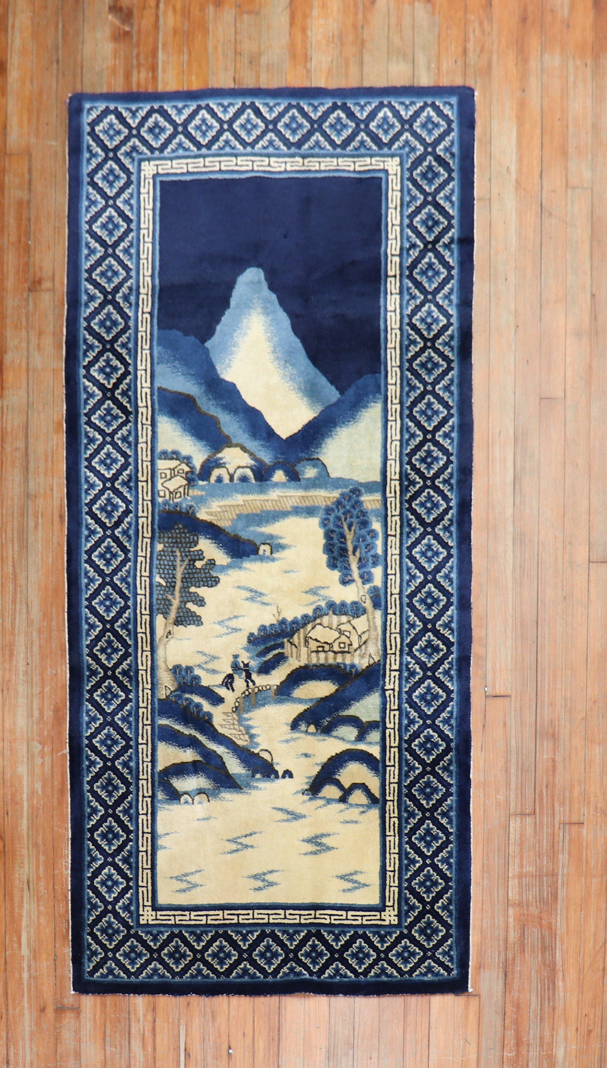 Zabihi Collection Chinese Batou Pictorial Rug In Good Condition For Sale In New York, NY