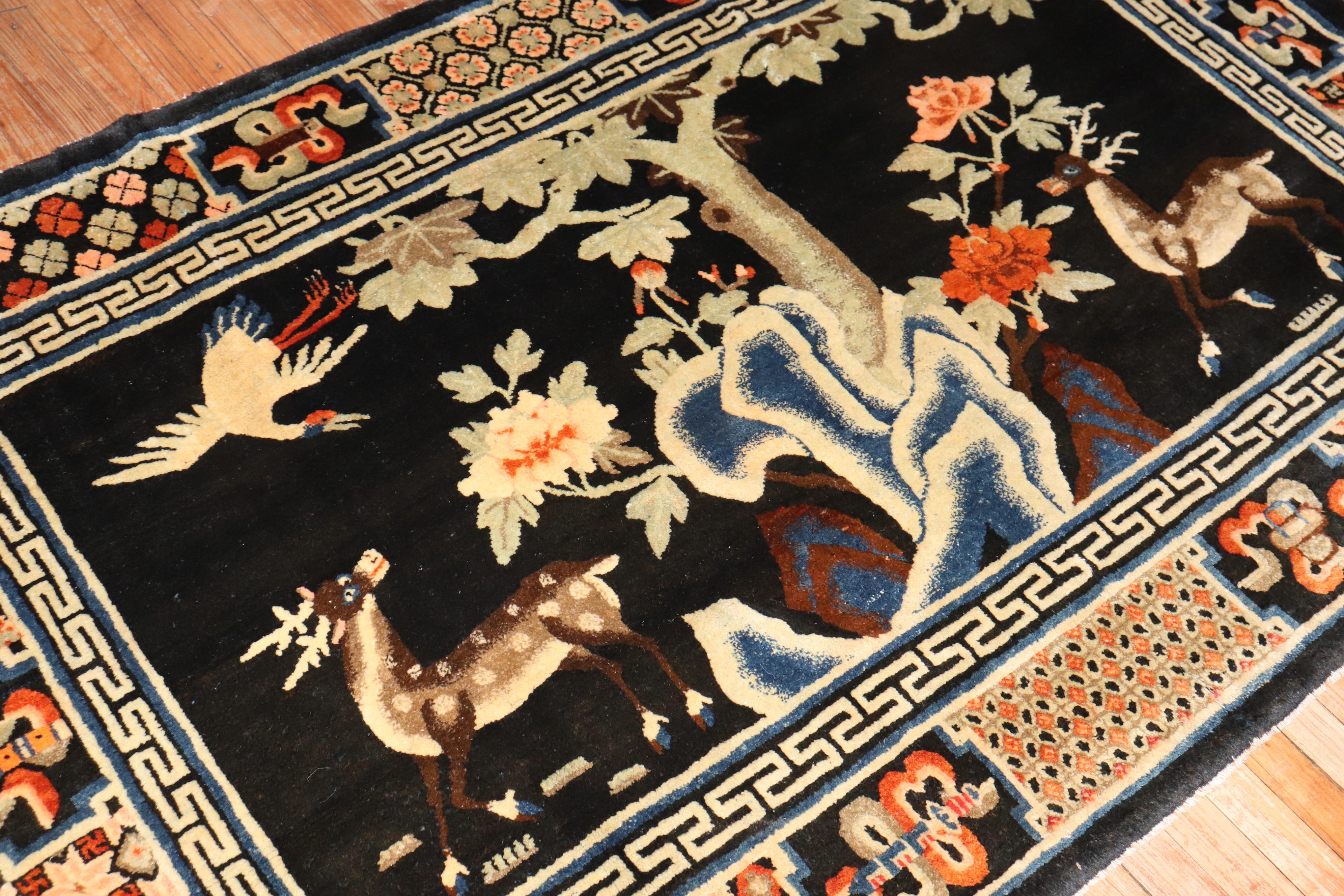 Zabihi Collection Chinese Batou Pictorial Rug In Good Condition For Sale In New York, NY