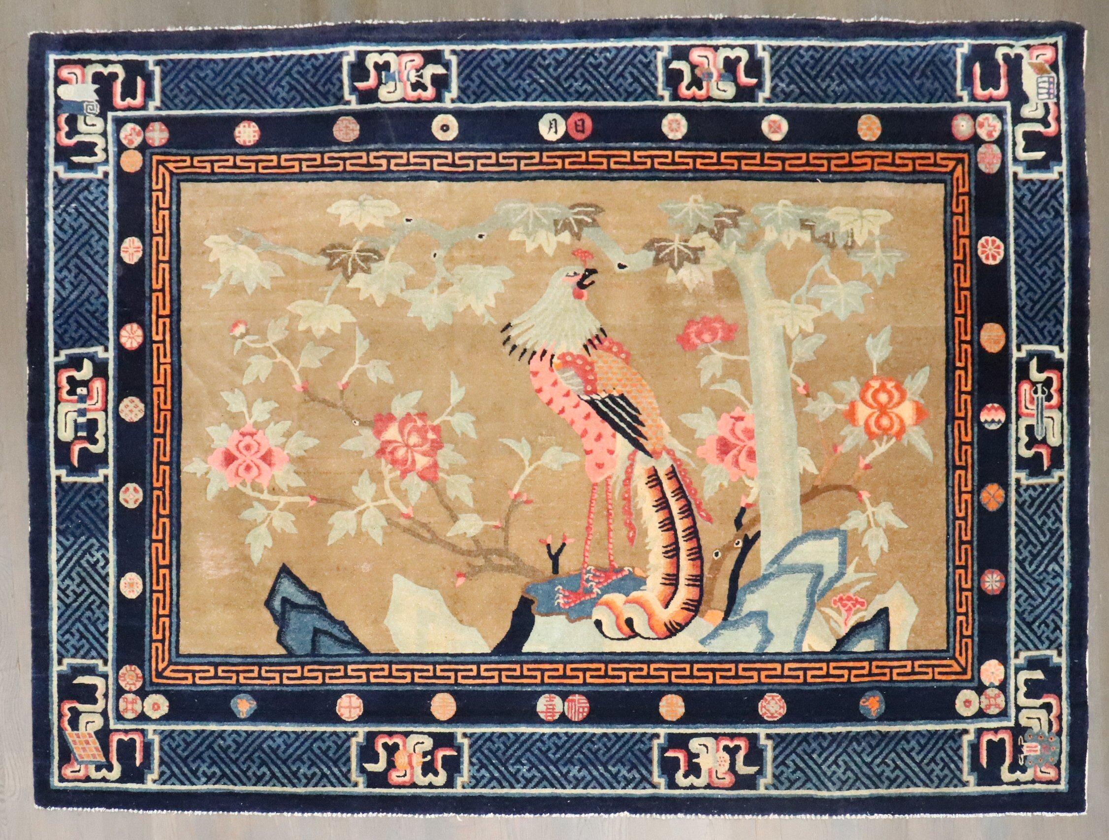 Chinesischer Batou-Bilderteppich aus der Zabihi-Kollektion (Wolle) im Angebot