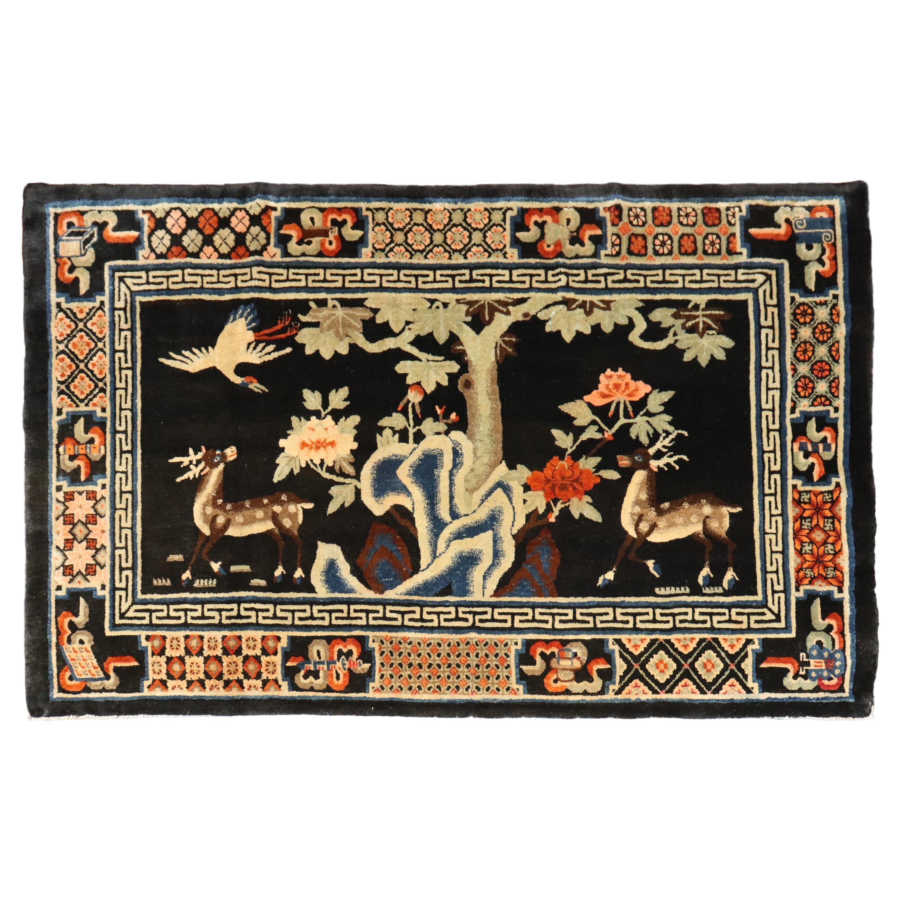 Zabihi Collection Chinese Batou Pictorial Rug For Sale