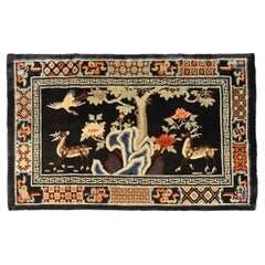 Antique Zabihi Collection Chinese Batou Pictorial Rug