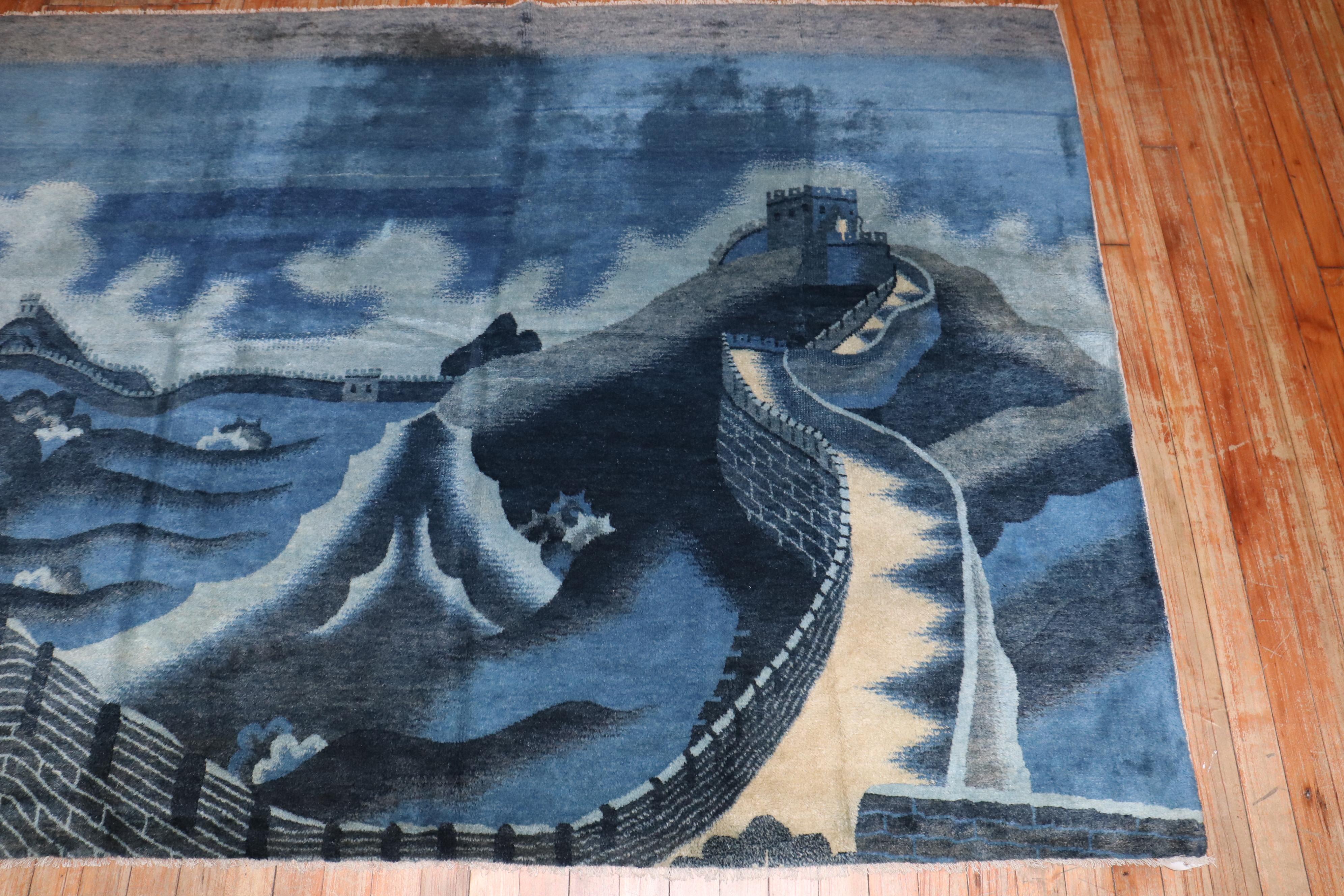 Zabihi Collection Chinese Batou Wall of China Pictorial Rug For Sale 2