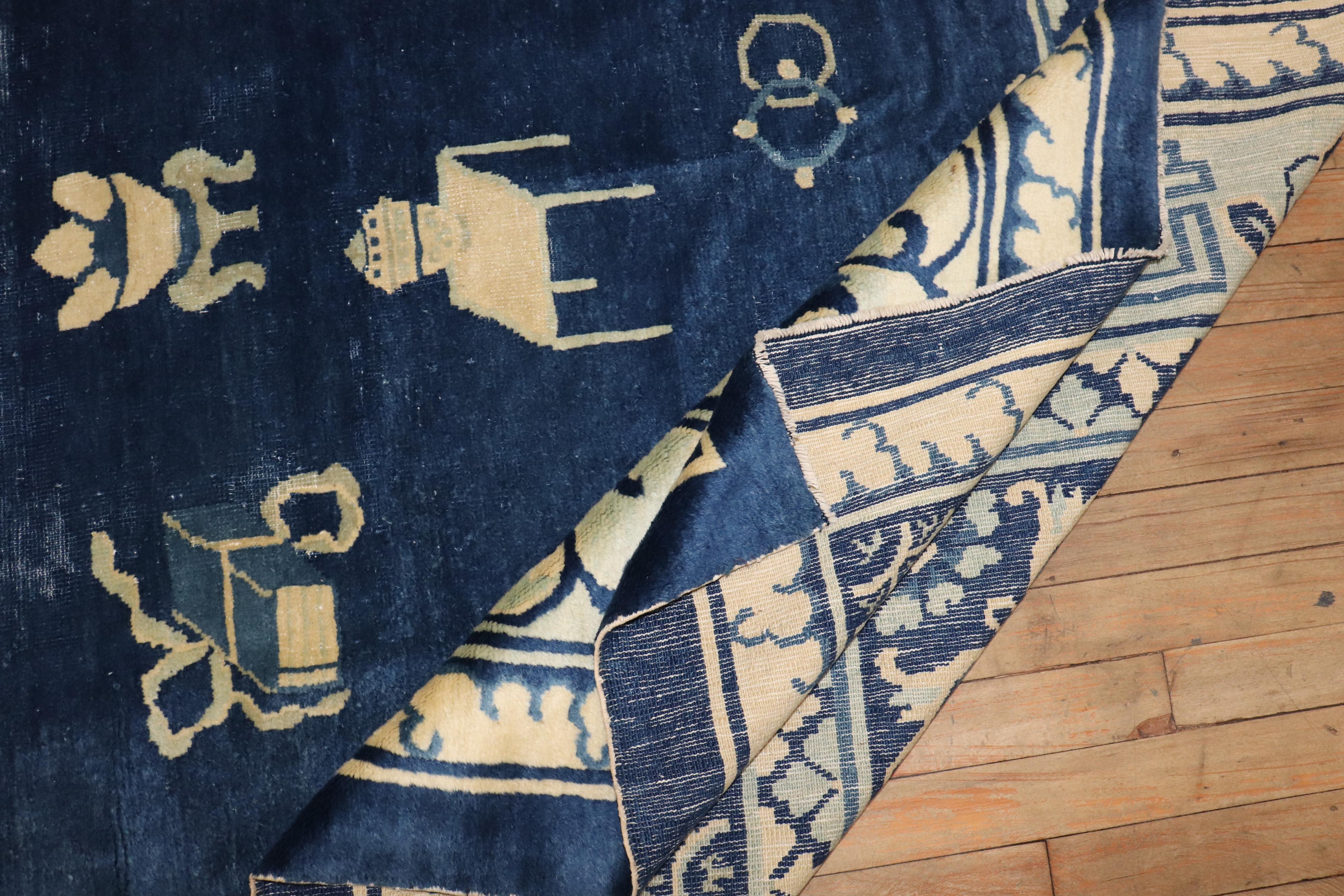 Hand-Woven Zabihi Collection Chinese Peking Early 20th Century Room Rug For Sale