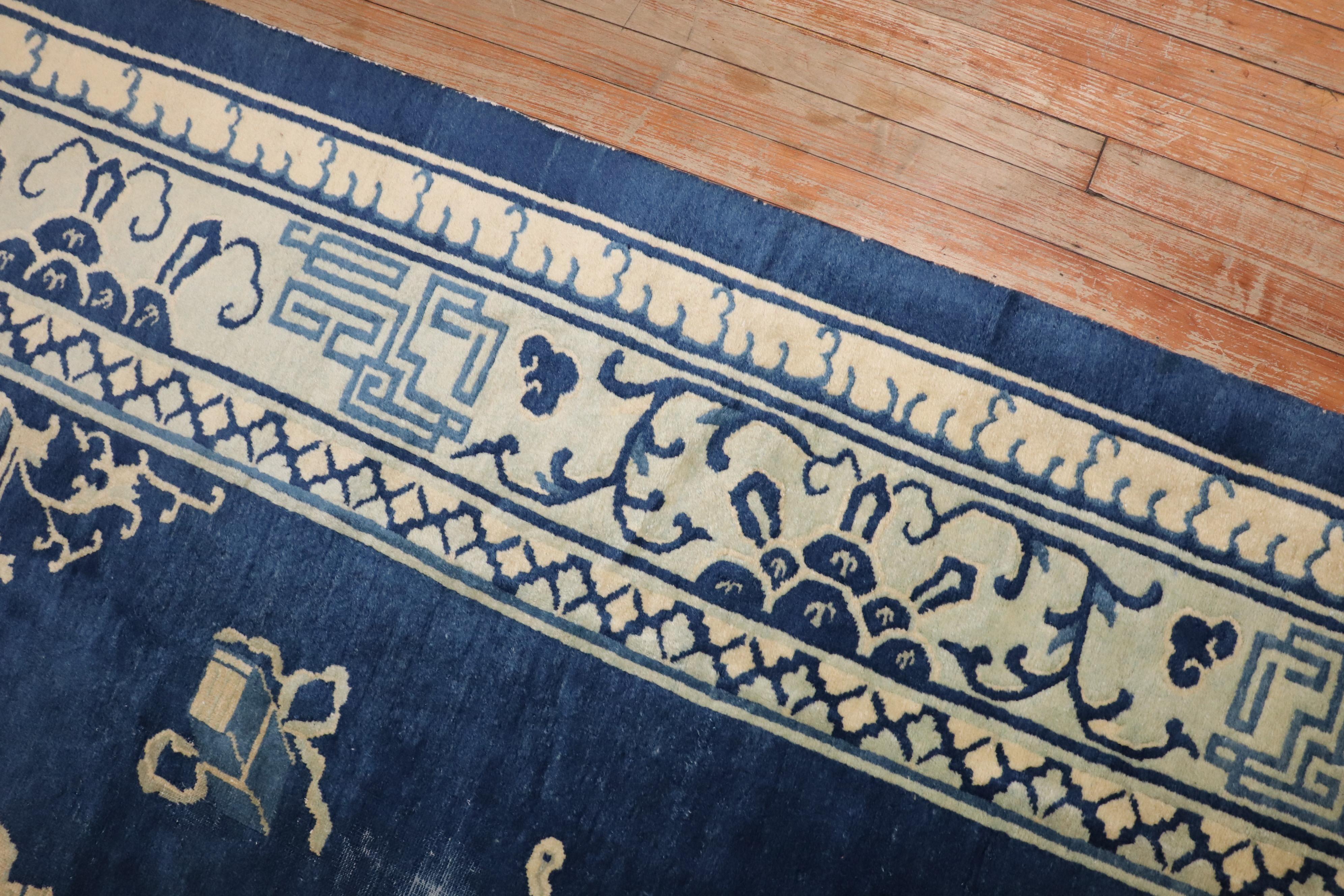 Wool Zabihi Collection Chinese Peking Early 20th Century Room Rug For Sale