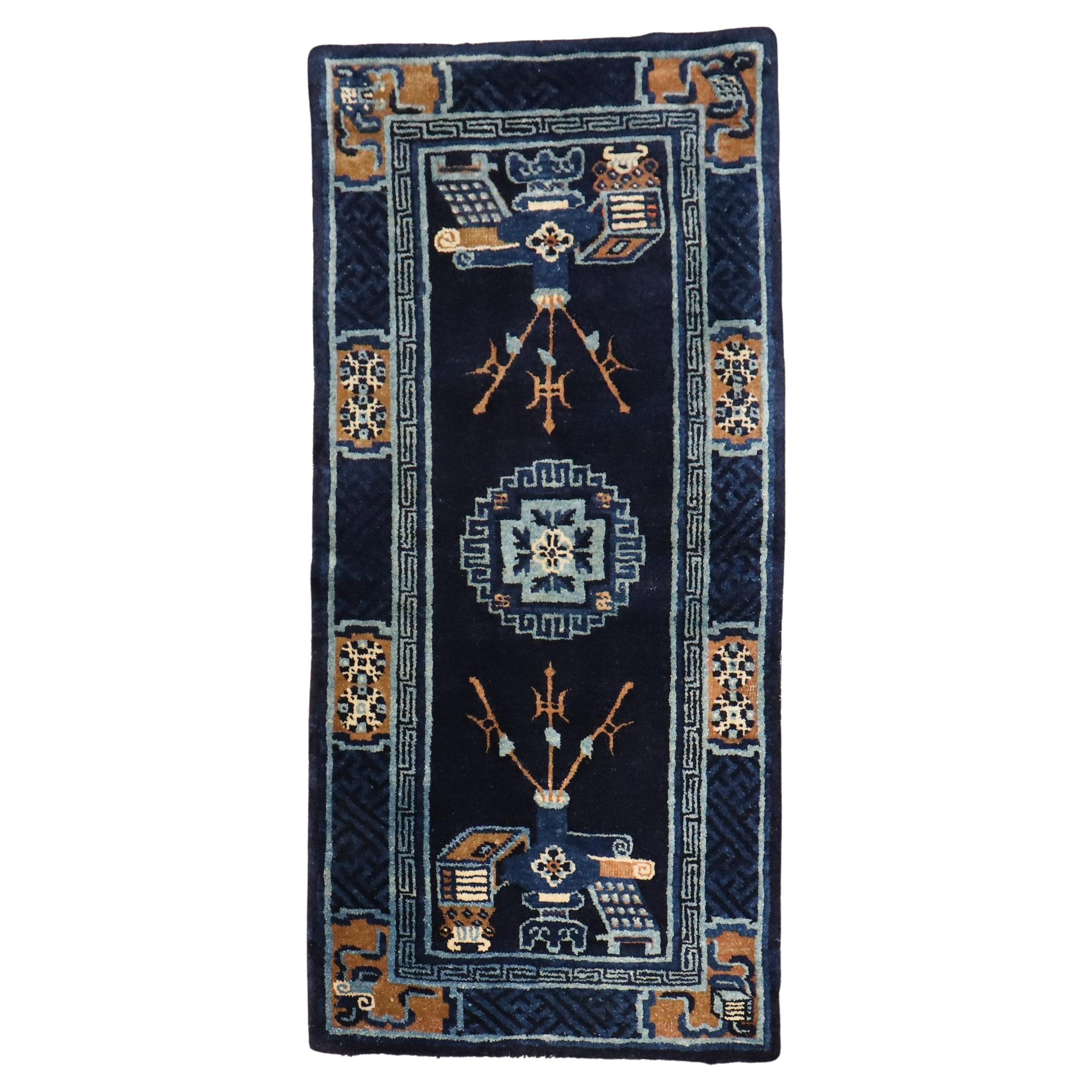 Zabihi Collection Chinese Peking Scatter Size Early 20th Century Rug For Sale