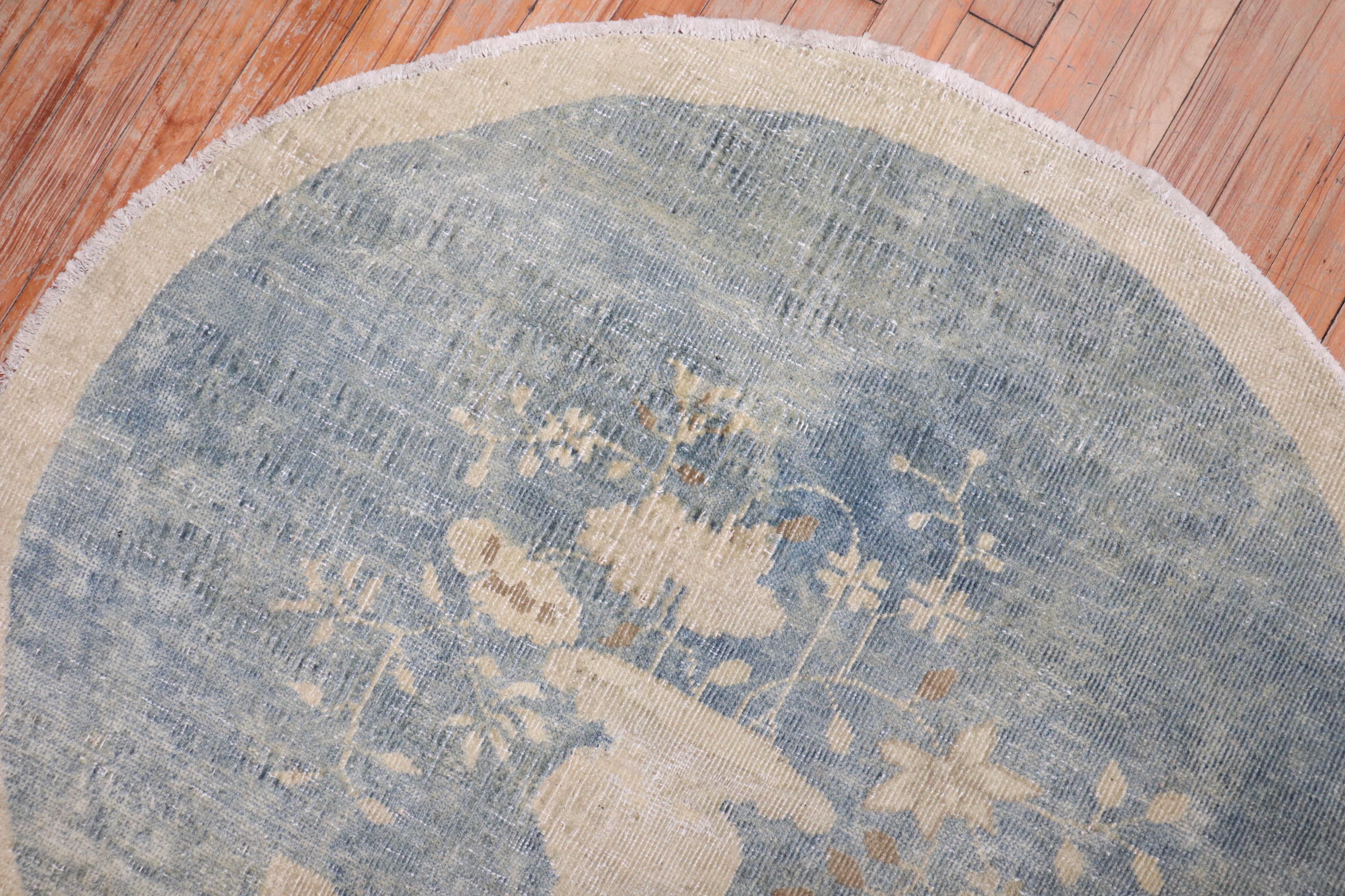 Zabihi Collection Chinesischer Runder Kleiner Teppich (Handgewebt) im Angebot