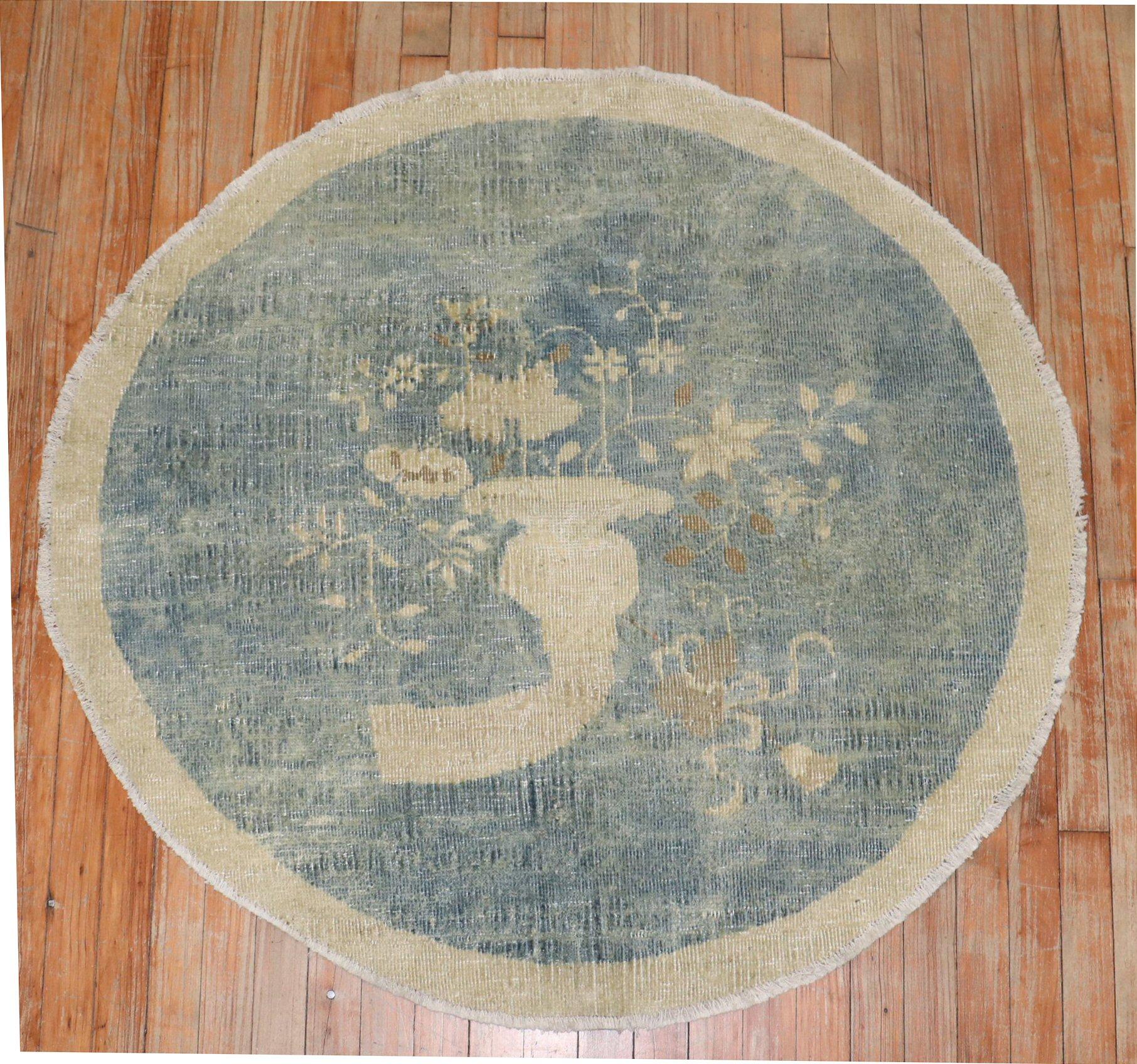 Zabihi Collection Chinese Round Small Rug For Sale 2