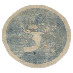 Antique Zabihi Collection Chinese Round Small Rug