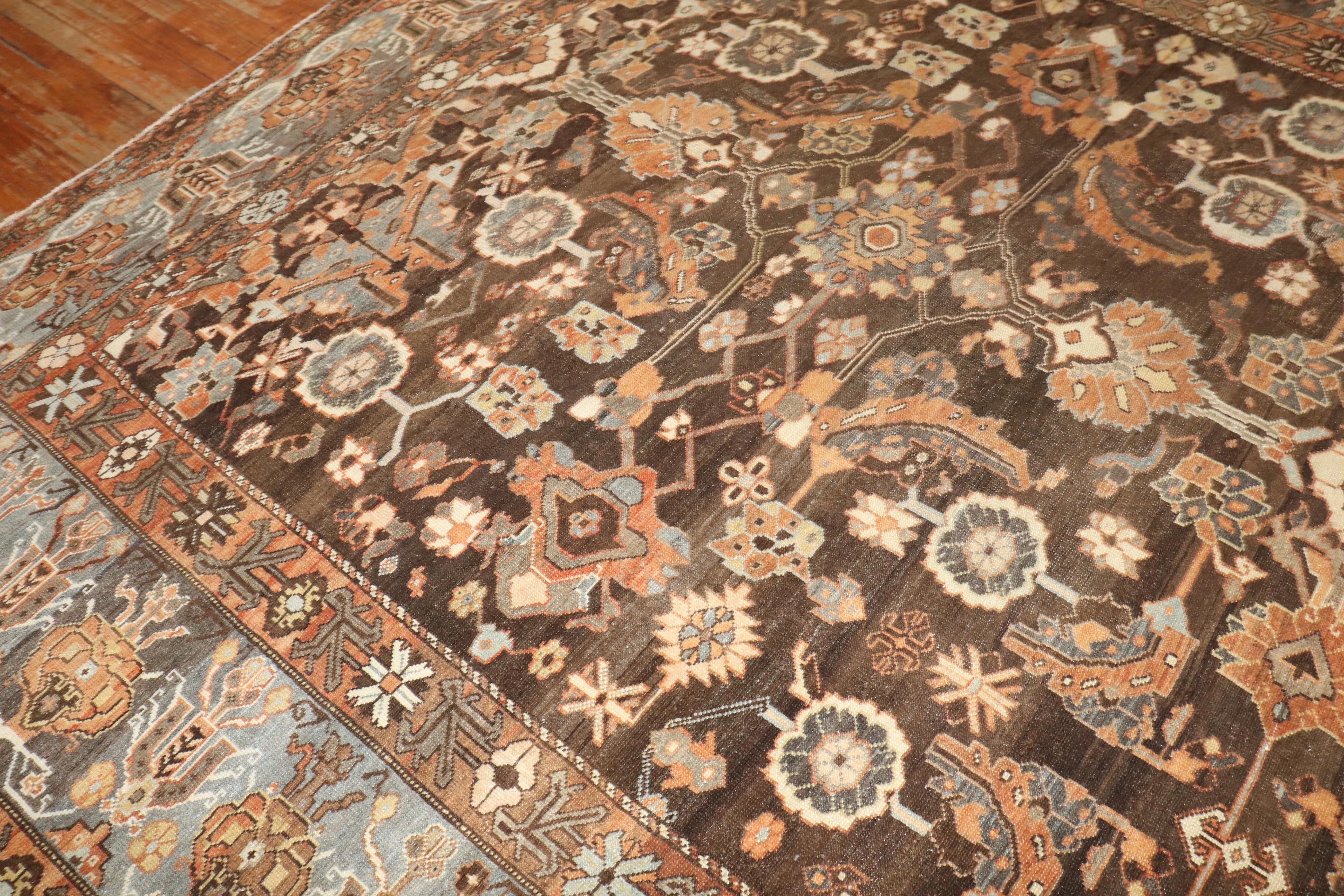 Zabihi Collection Chocolate Brown Bakhtiar Rug In Good Condition For Sale In New York, NY