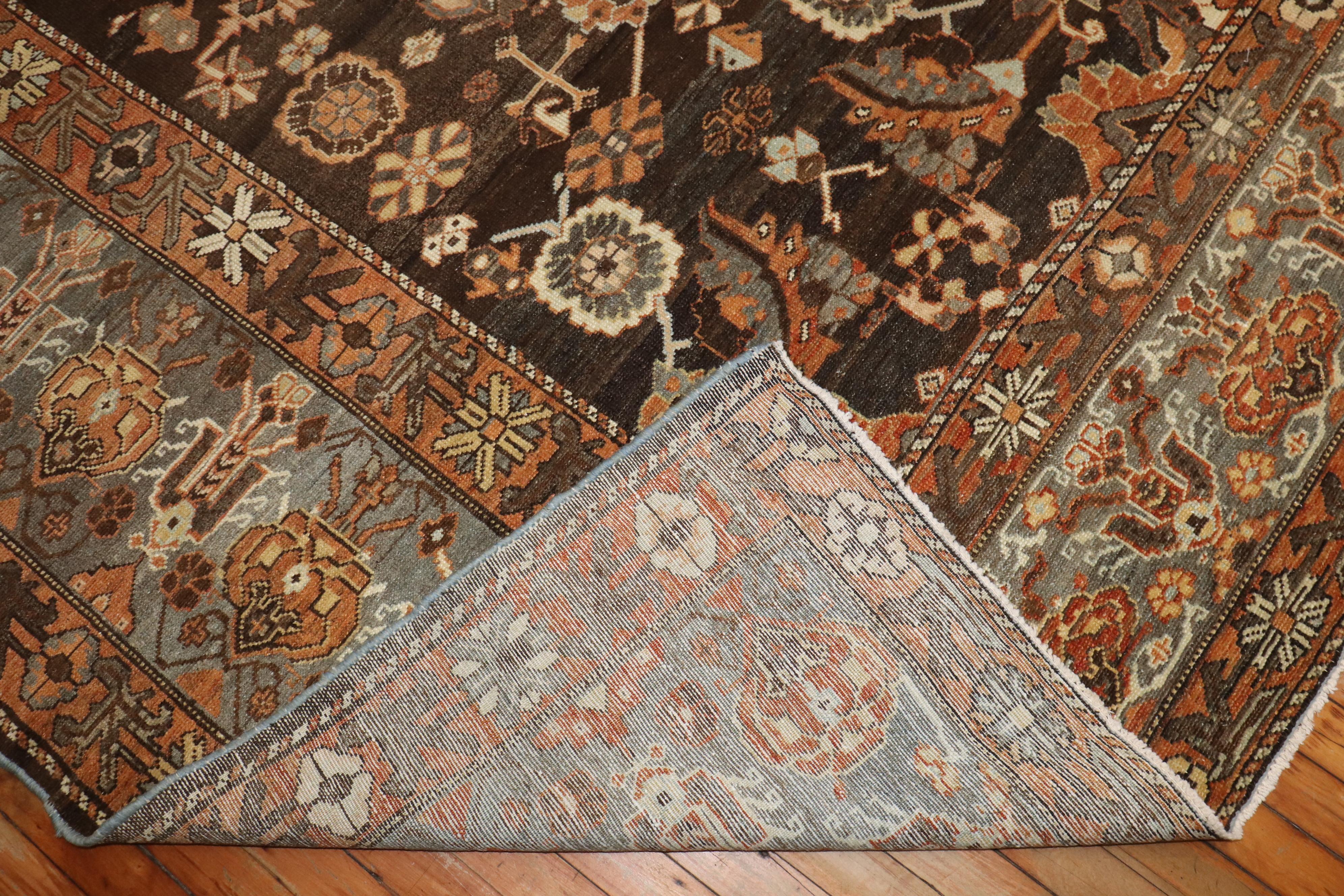 Wool Zabihi Collection Chocolate Brown Bakhtiar Rug For Sale