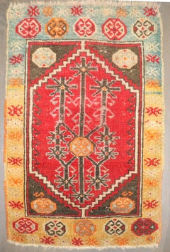 Zabihi Collection Colorful Antique Anatolian Turkish Small Tribal Rug