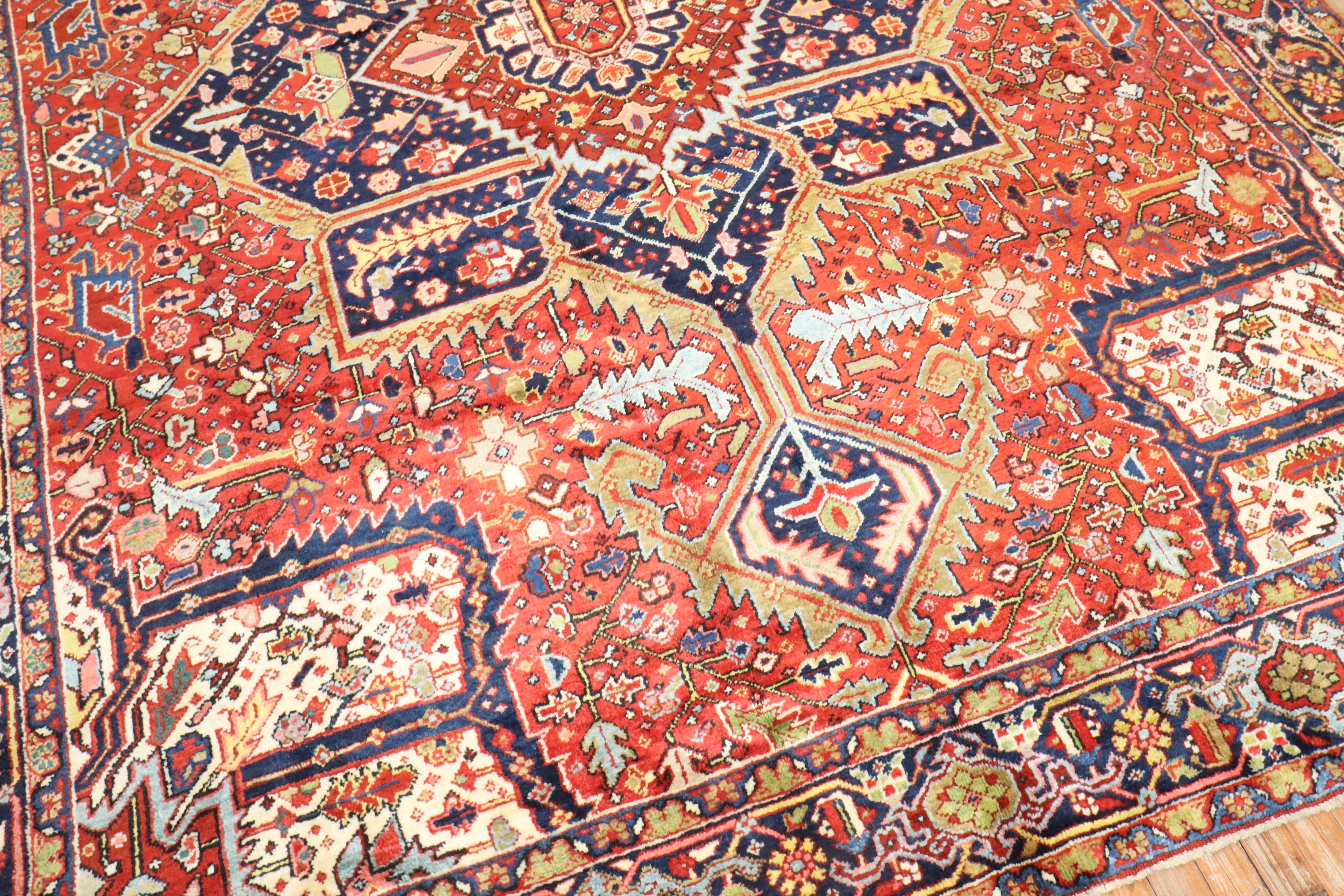 Zabihi Collection Colorful Antique Persian Heriz Early 20th Century Rug For Sale 5