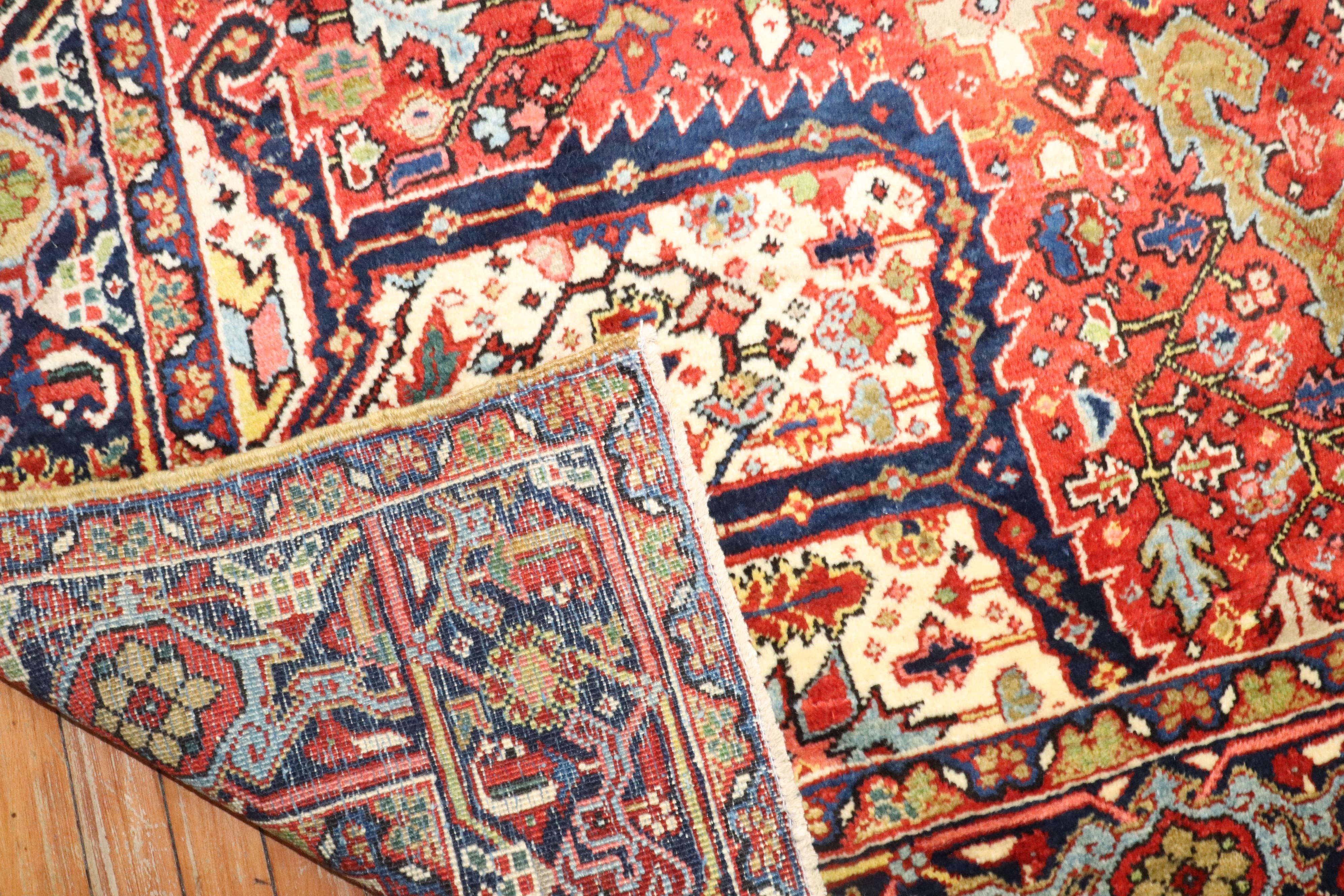 Zabihi Collection Colorful Antique Persian Heriz Early 20th Century Rug For Sale 6