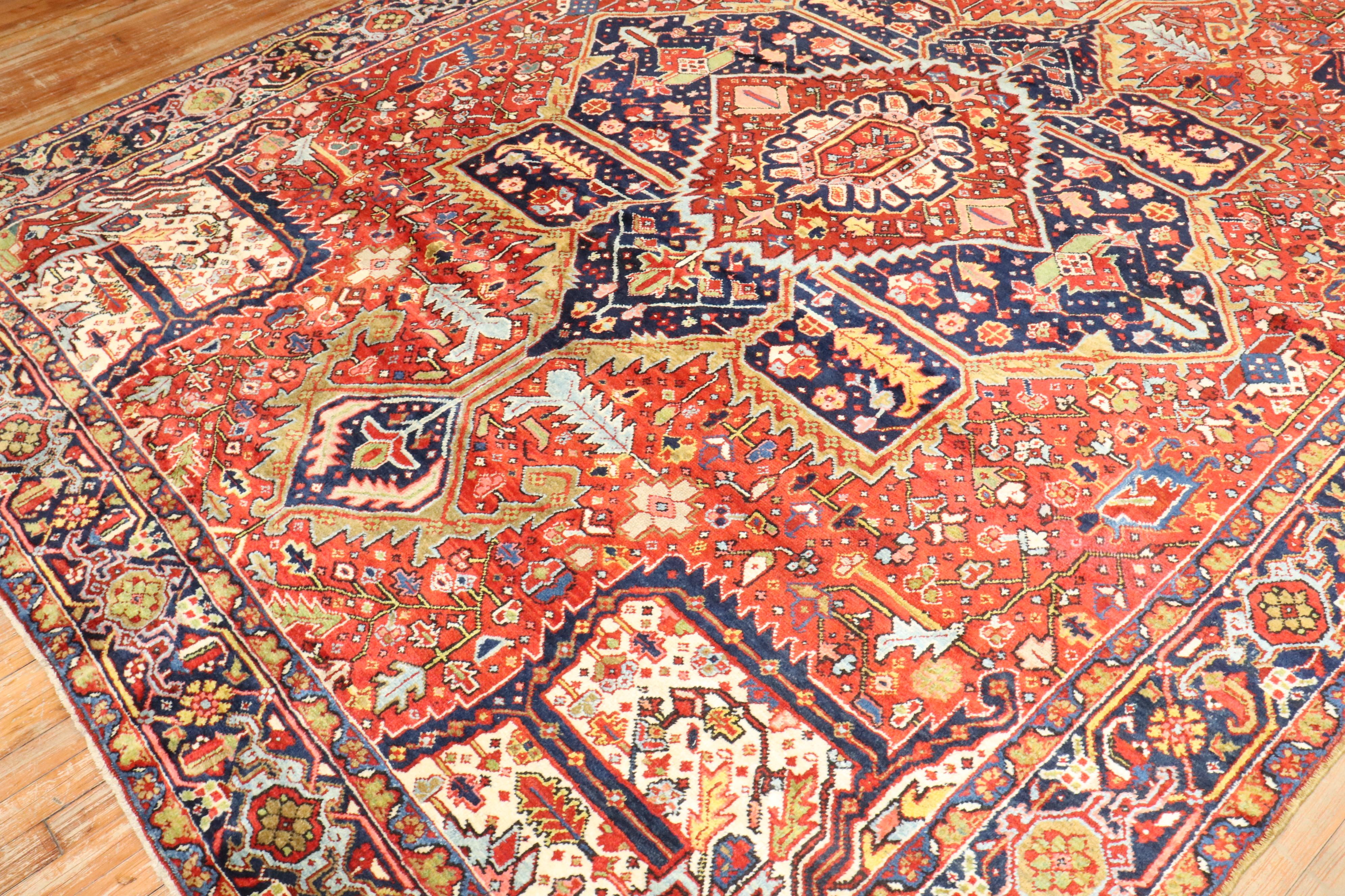 Zabihi Collection Colorful Antique Persian Heriz Early 20th Century Rug For Sale 10