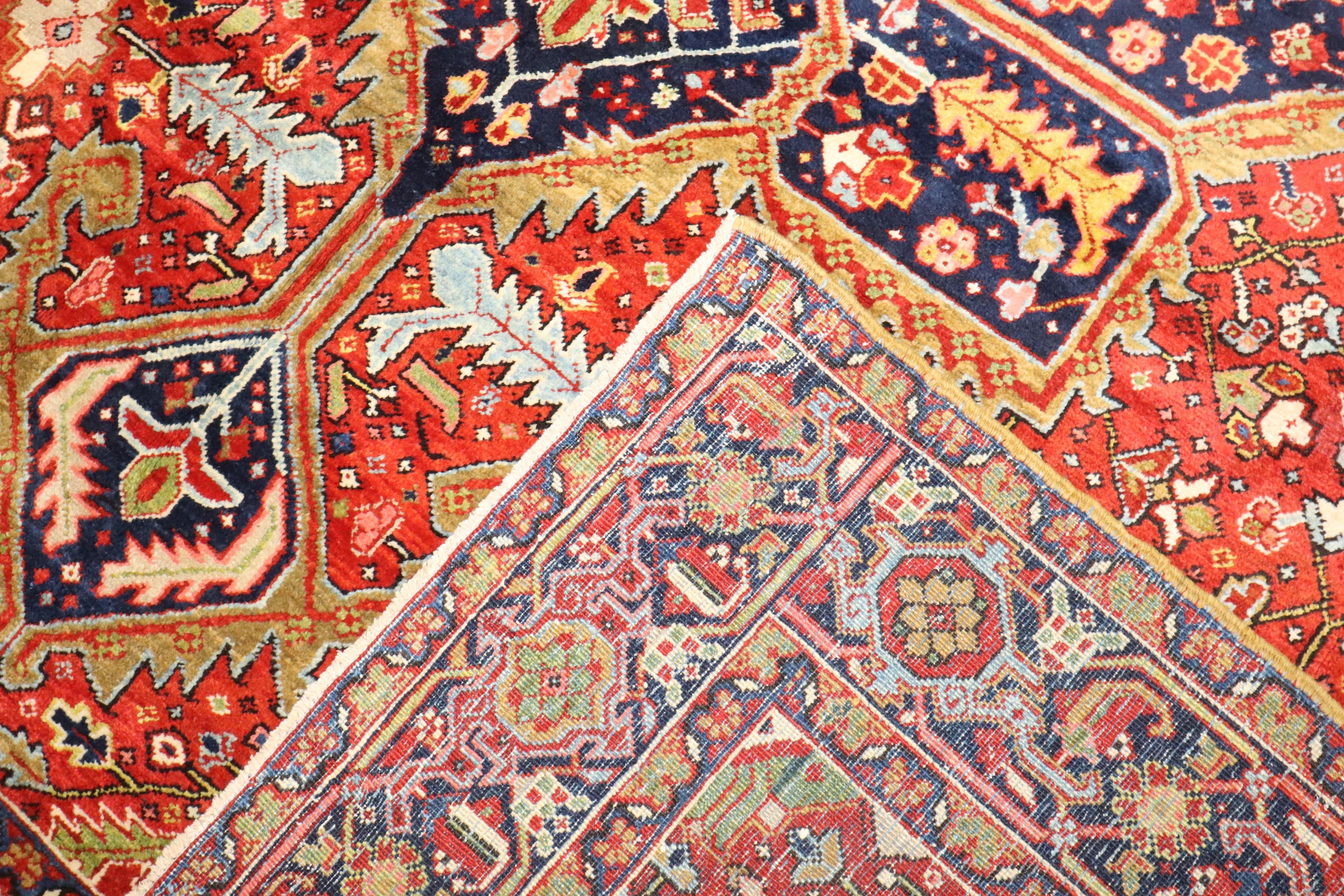 Zabihi Collection Colorful Antique Persian Heriz Early 20th Century Rug For Sale 3