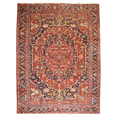 Zabihi Collection Colorful Used Persian Heriz Rug