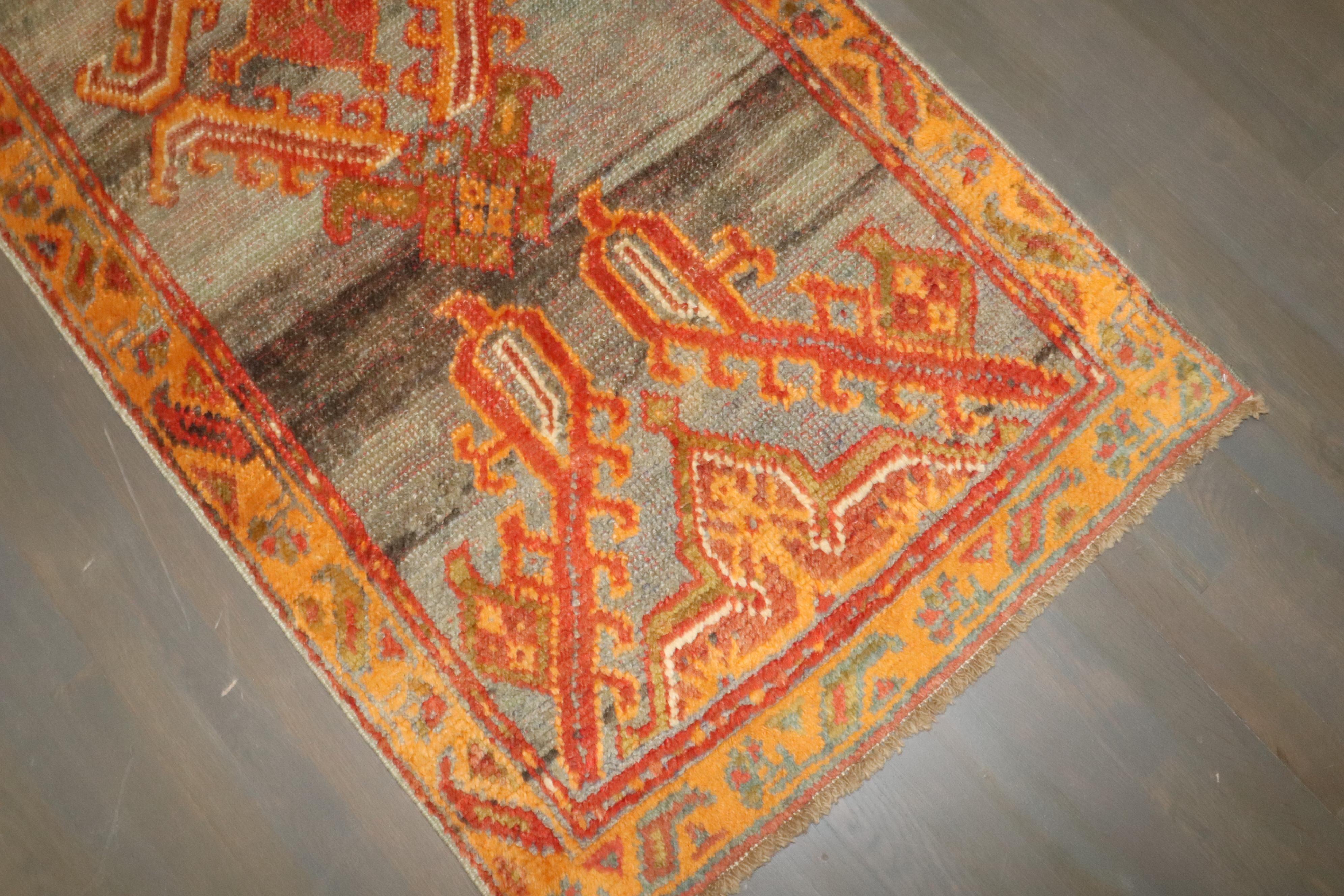 Zabihi Collection Colorful Antique Turkish Oushak Runner For Sale 4