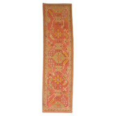 Zabihi Collection Colorful Antique Turkish Oushak Runner