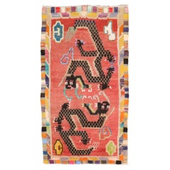 Tibetischer Vintage-Teppich der Zabihi-Kollektion mit buntem Drachen