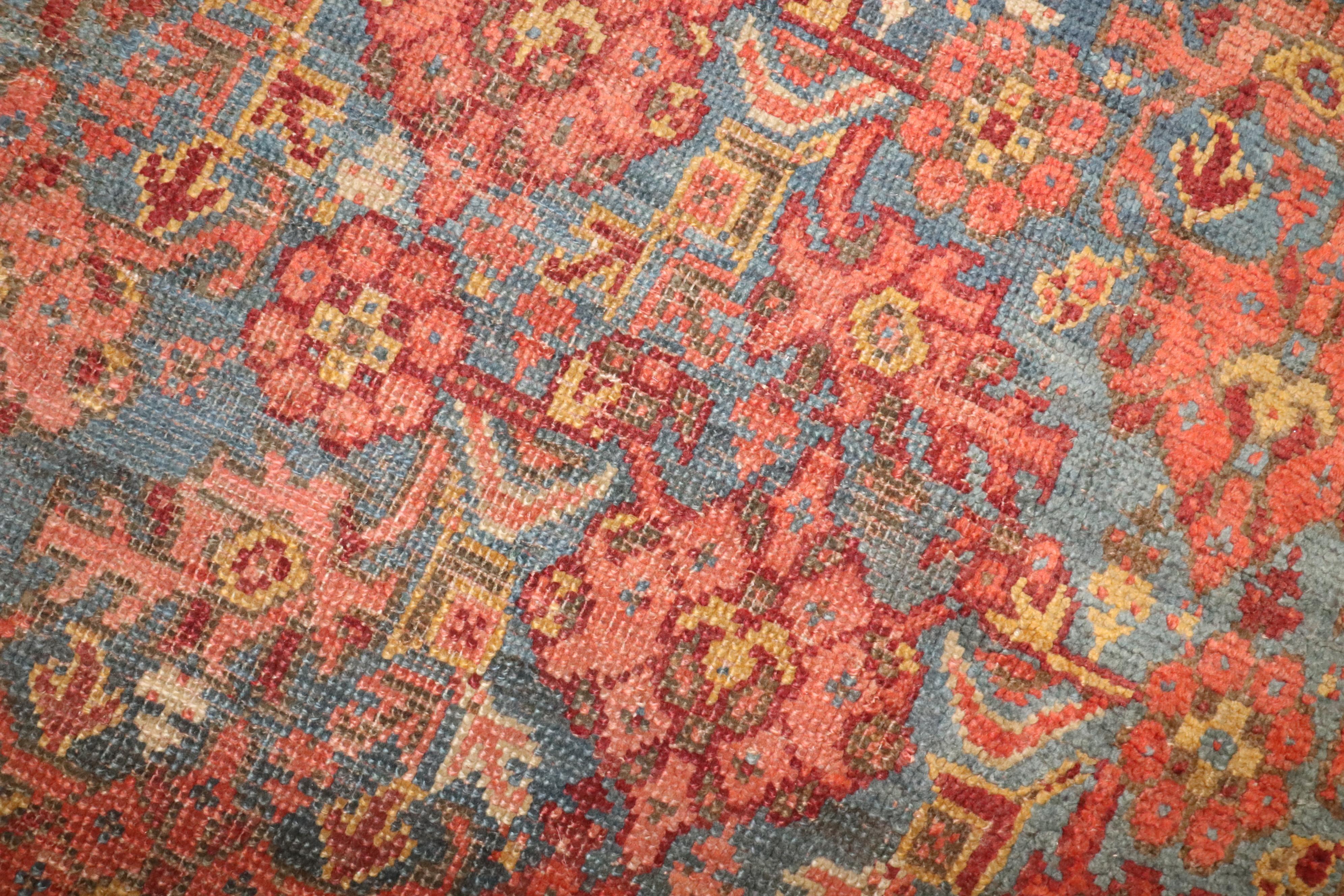 Wool Zabihi Collection Colorful Square Antique Turkish Oushak Rug For Sale