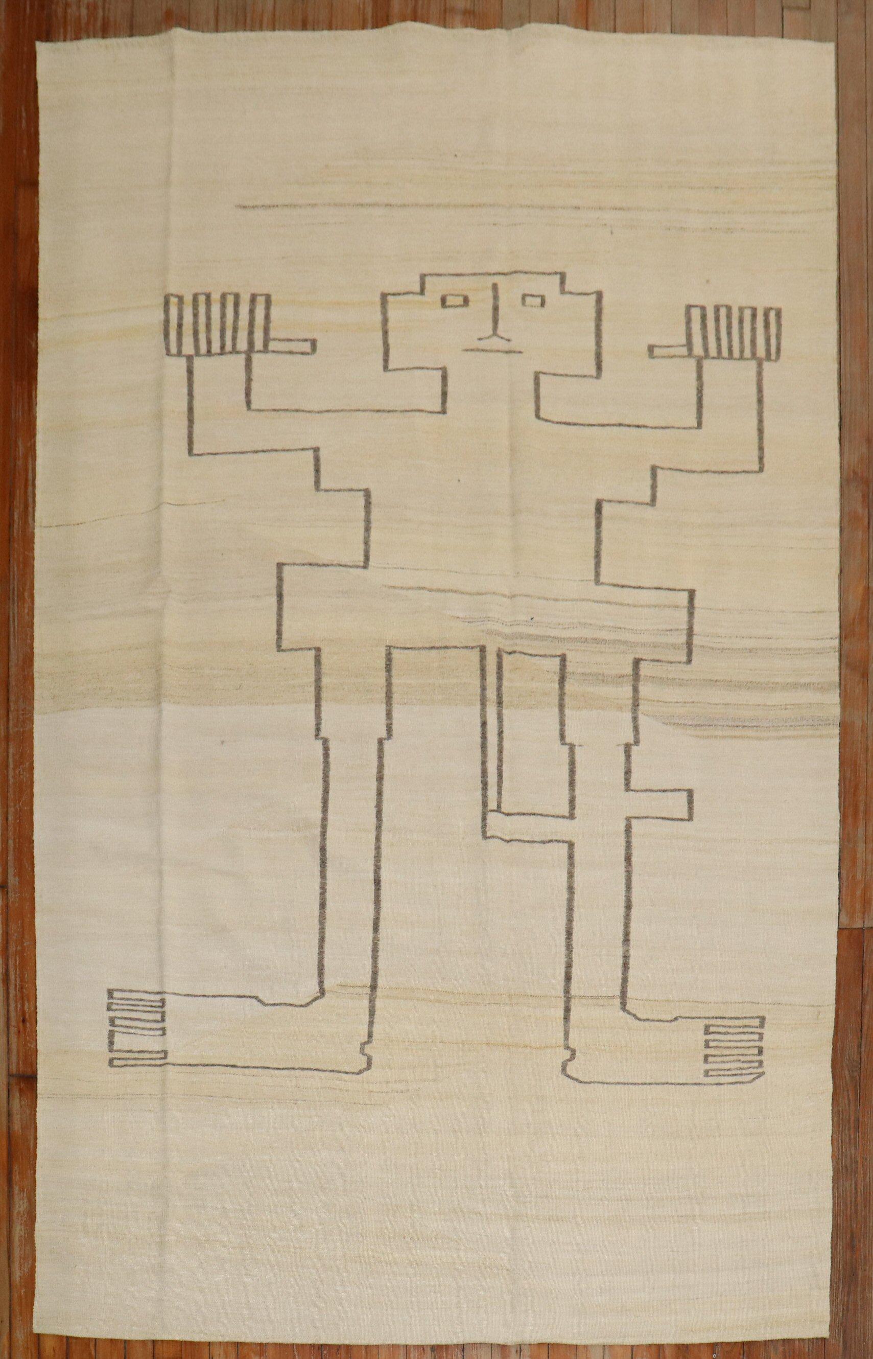 21st-century Figurative one of a kind hand-made Persian Kilim


5'4'' x 8'