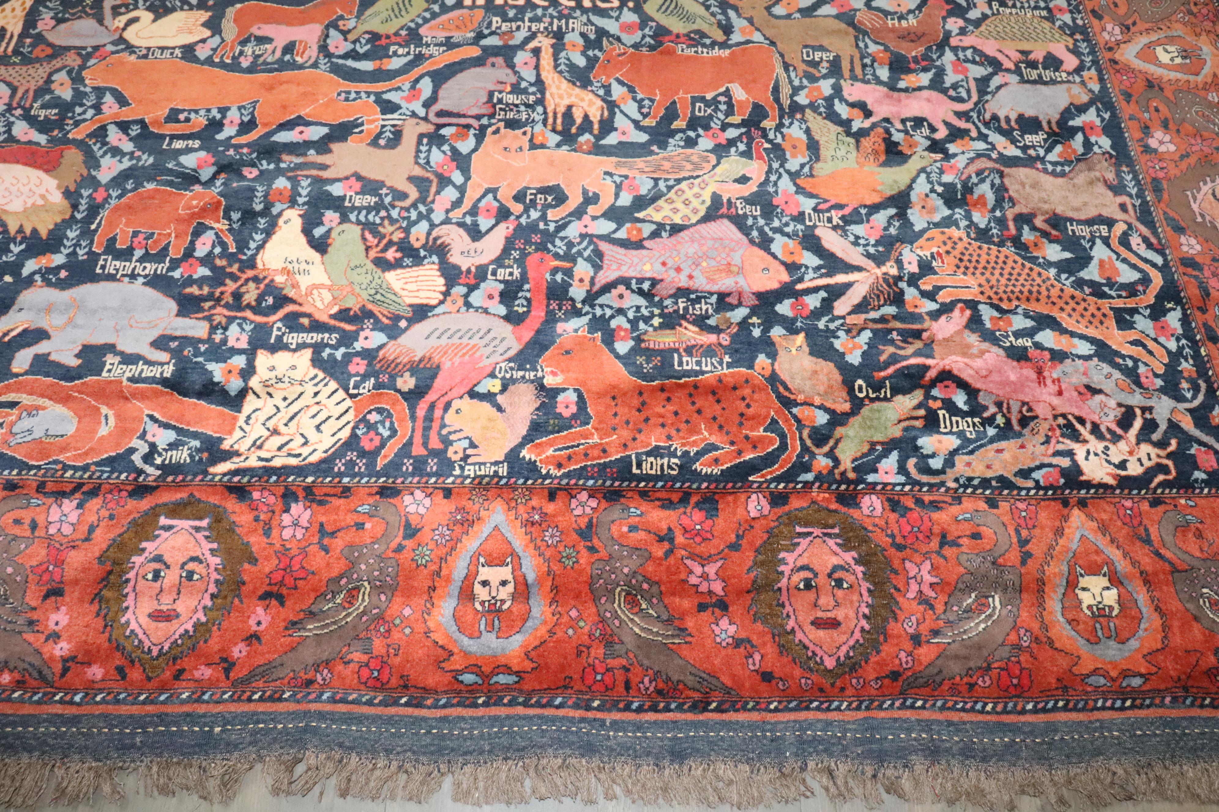 Zabihi Collection Crazy Animal Motif South Persian Pictorial Rug For ...