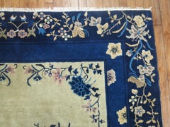 Zabihi Collection Cream and Blue Chinese Rug