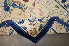 Zabihi Collection Cream and Blue Chinese Rug