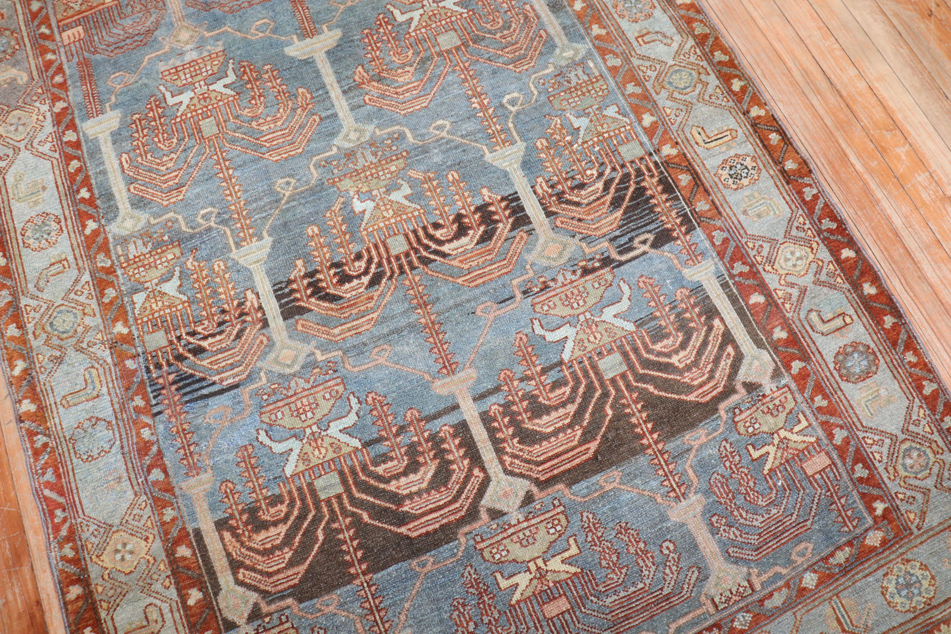 Hand-Knotted Zabihi Collection Cypress Persian Malayer Accent Rug For Sale