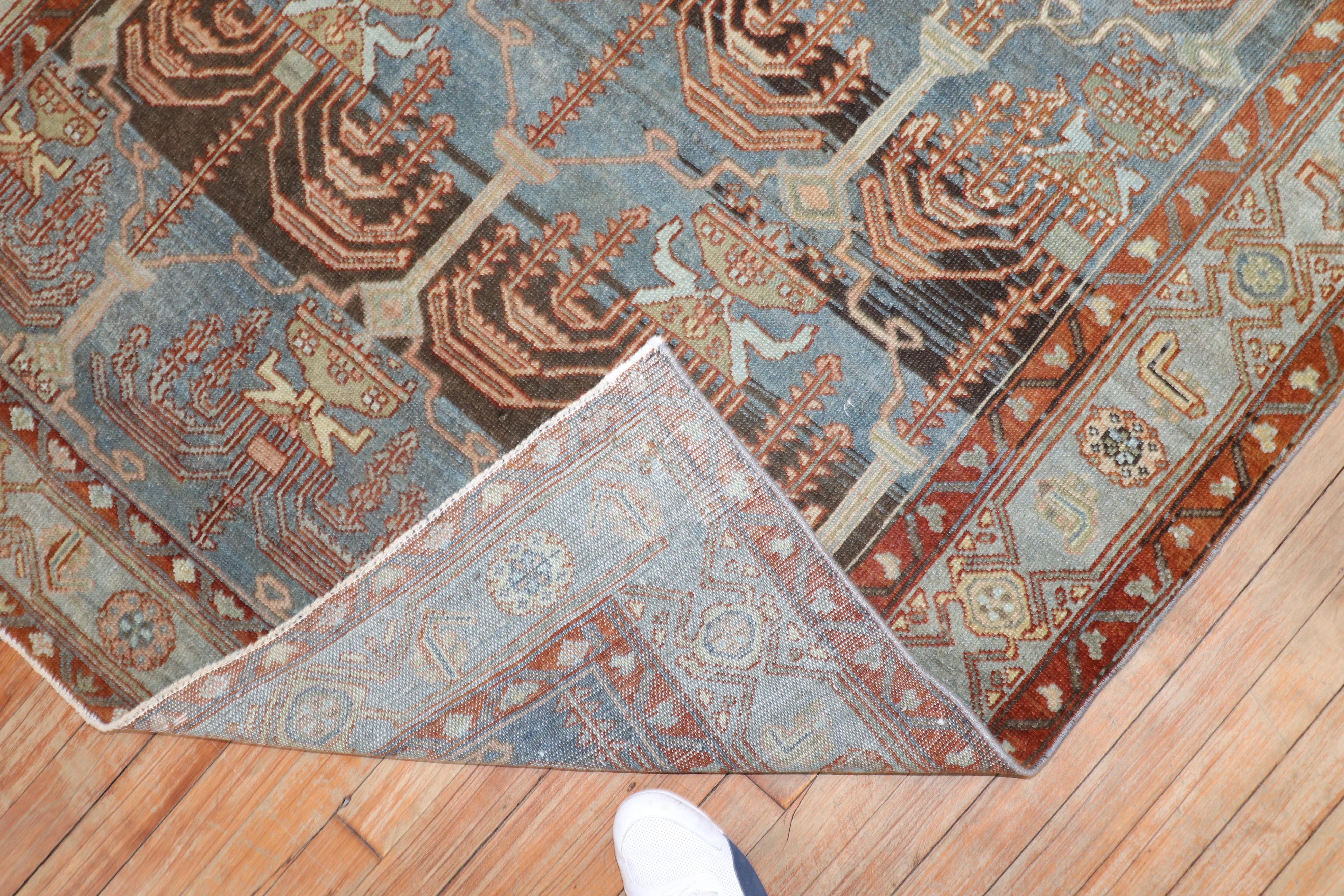 Wool Zabihi Collection Cypress Persian Malayer Accent Rug For Sale