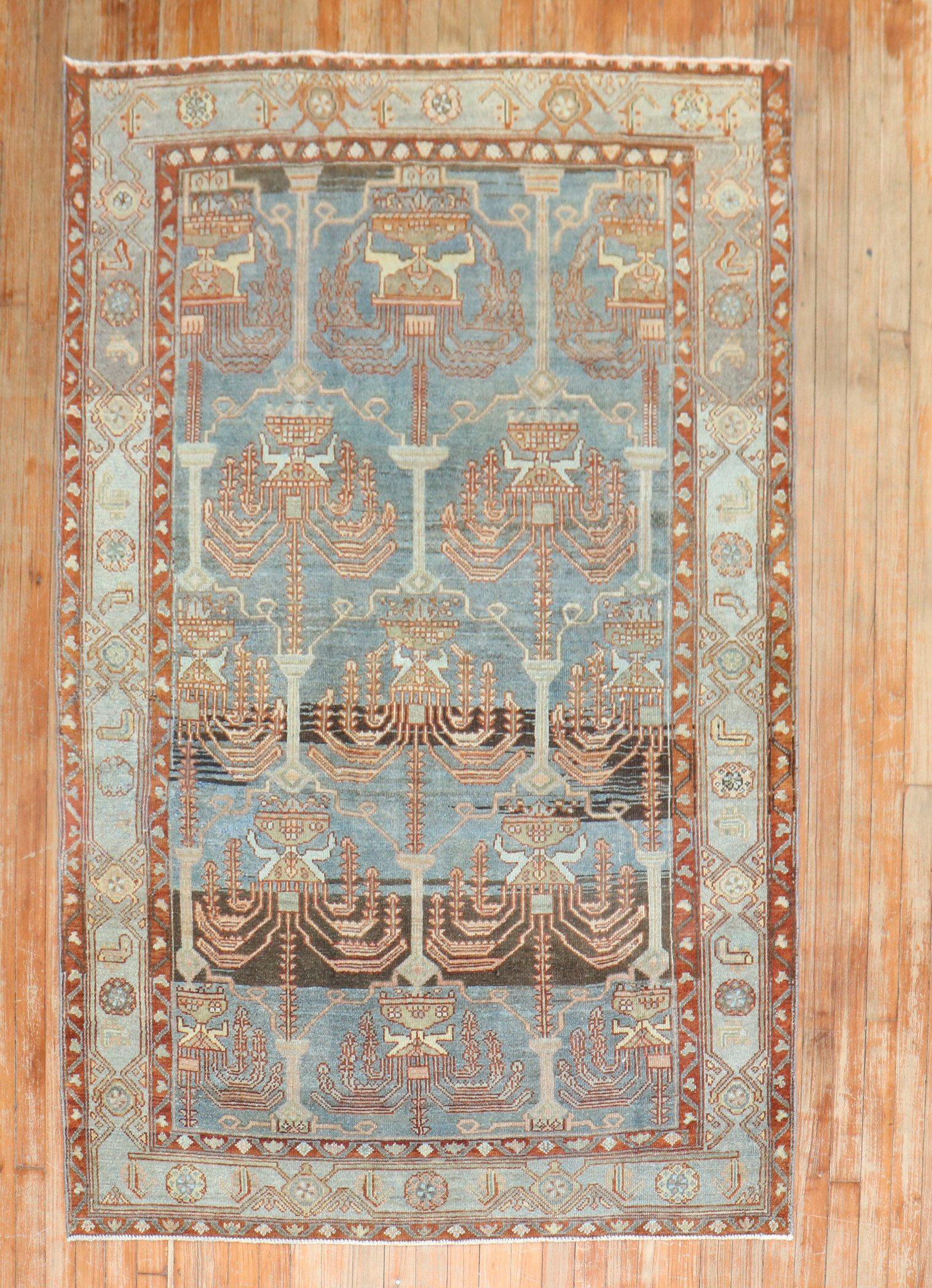 Zabihi Collection Cypress Persian Malayer Accent Rug For Sale 1