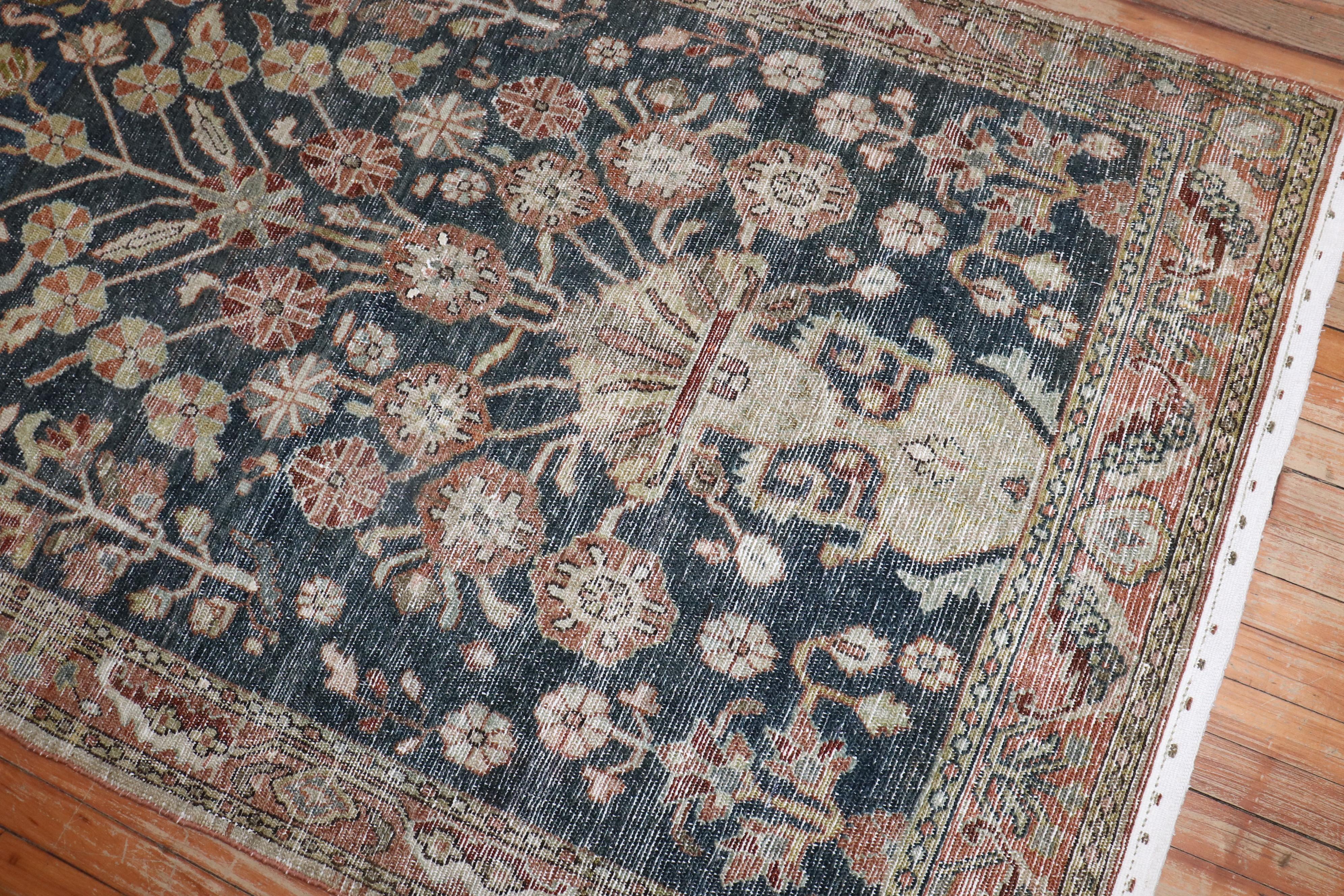 Zabihi Collection Dark Wide Persischer Läufer (20. Jahrhundert) im Angebot