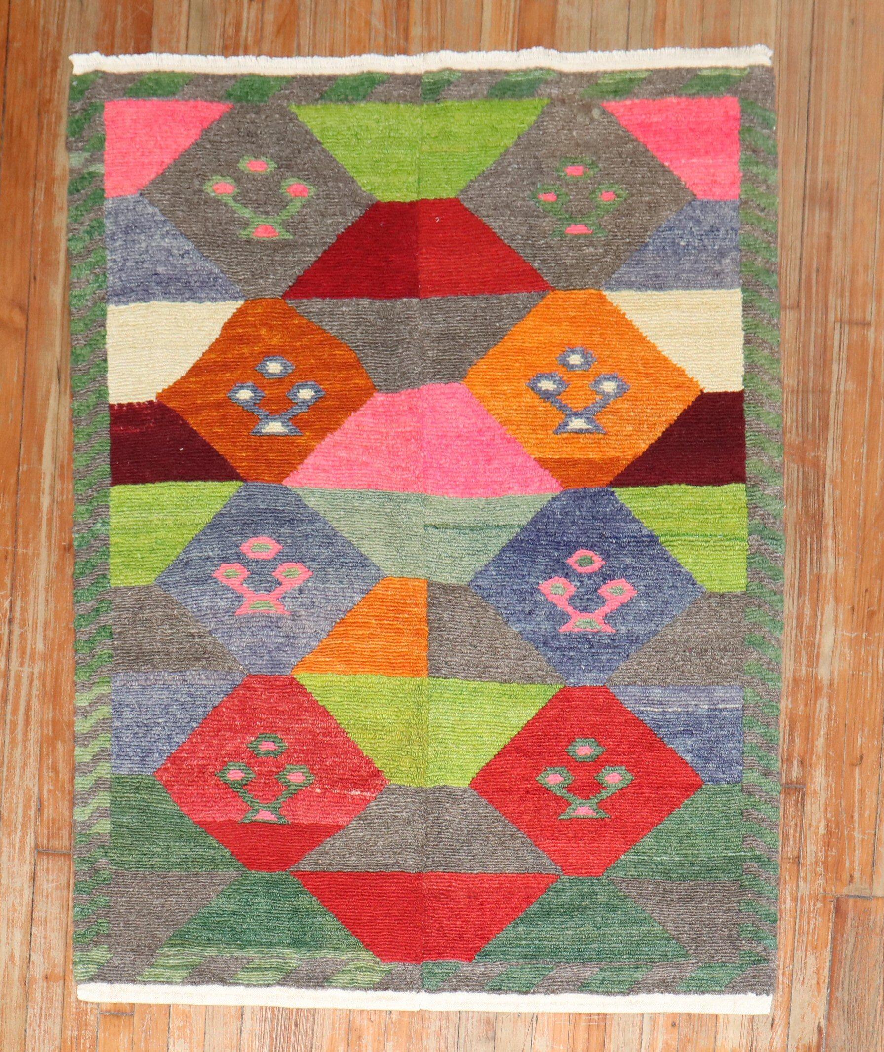 Zabihi Collection Dazzling Color Vintage Tulu Rug In Good Condition For Sale In New York, NY