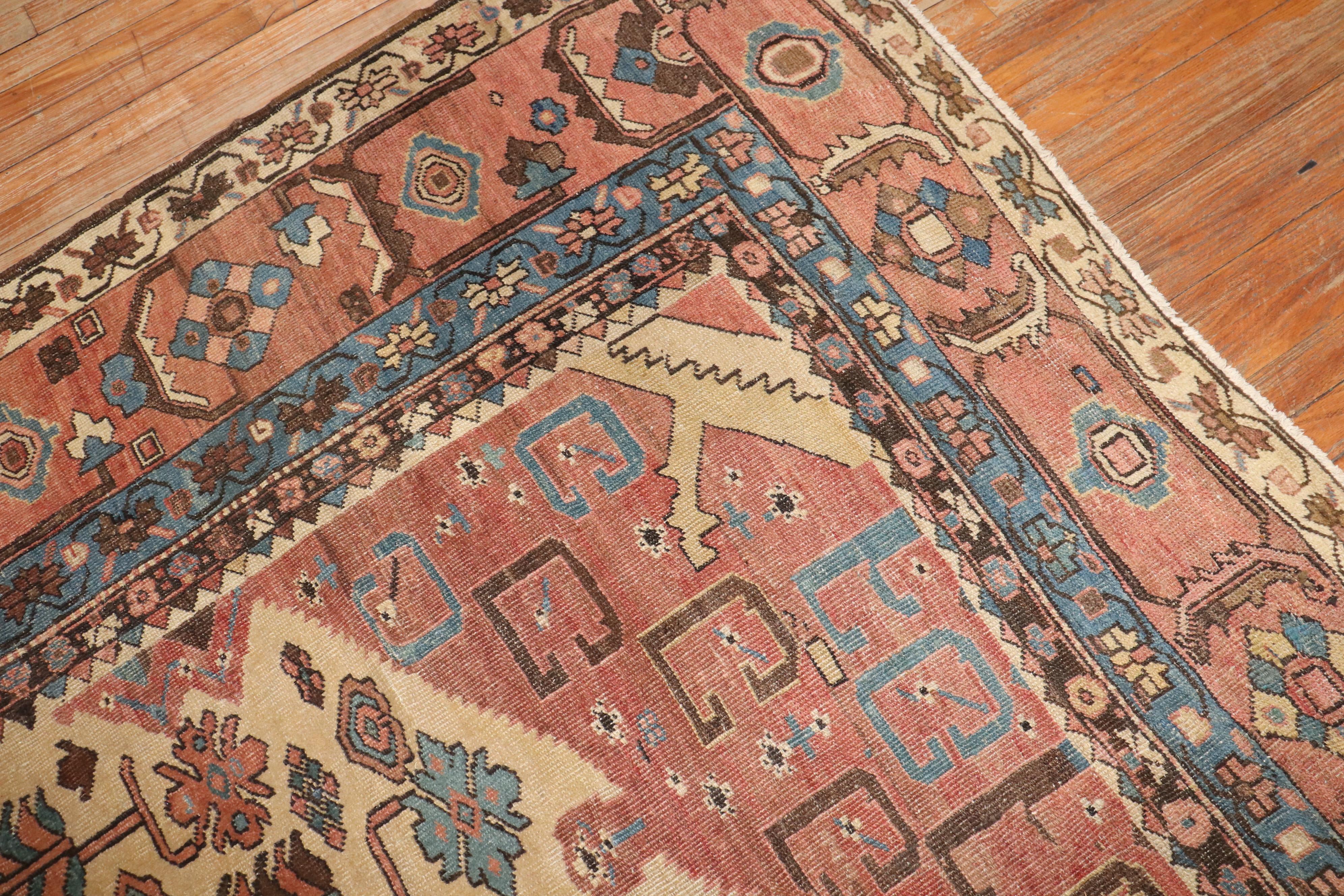 Hand-Knotted Zabihi Collection Decorative Antique Persian Bakshaish Rug For Sale